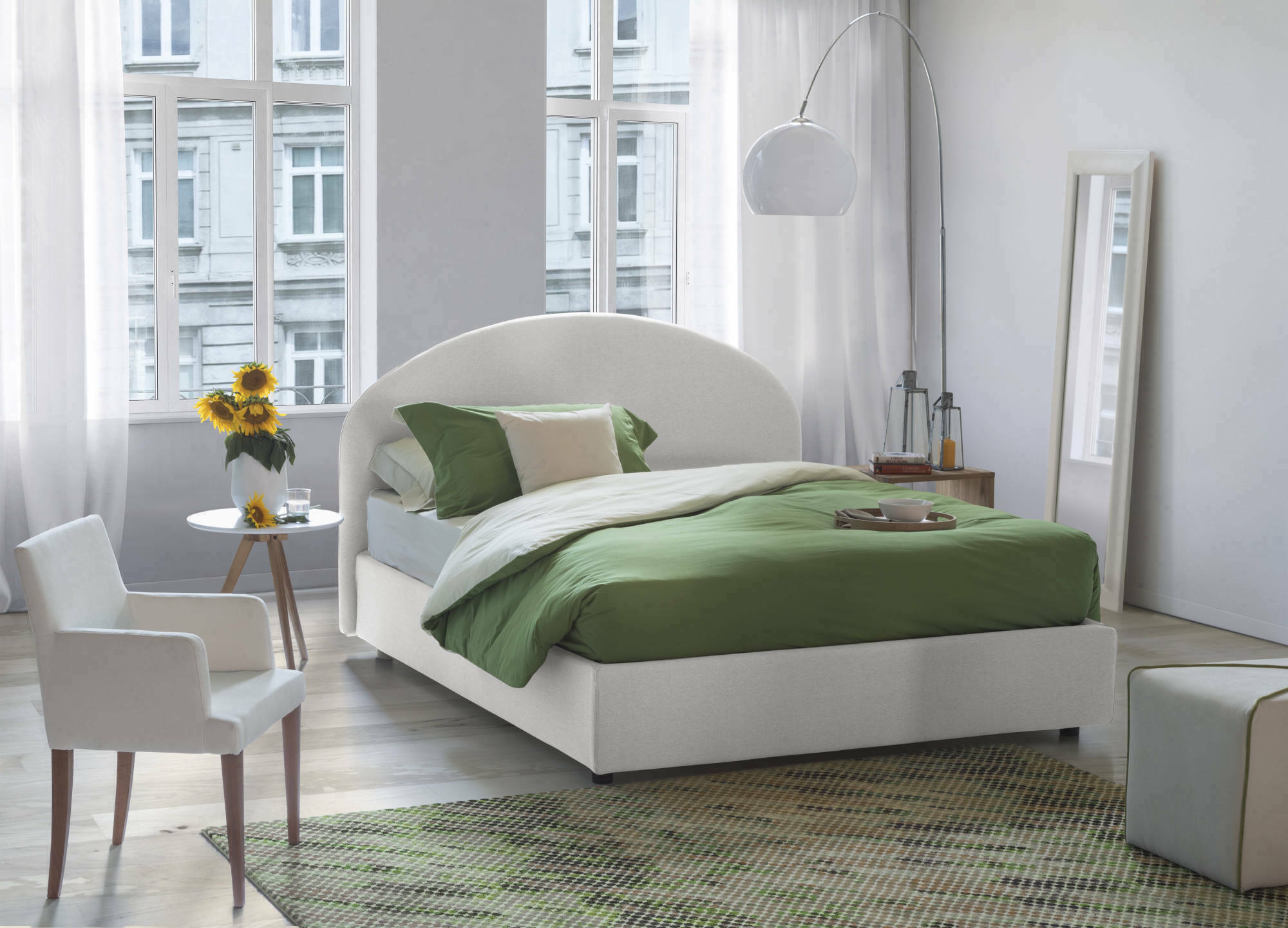 Letto piazza e mezza Ambher, Letto contenitore con rivestimento in ecopelle, Made in Italy, Apertura frontale, con materasso cm 120x190 incluso, Bianco