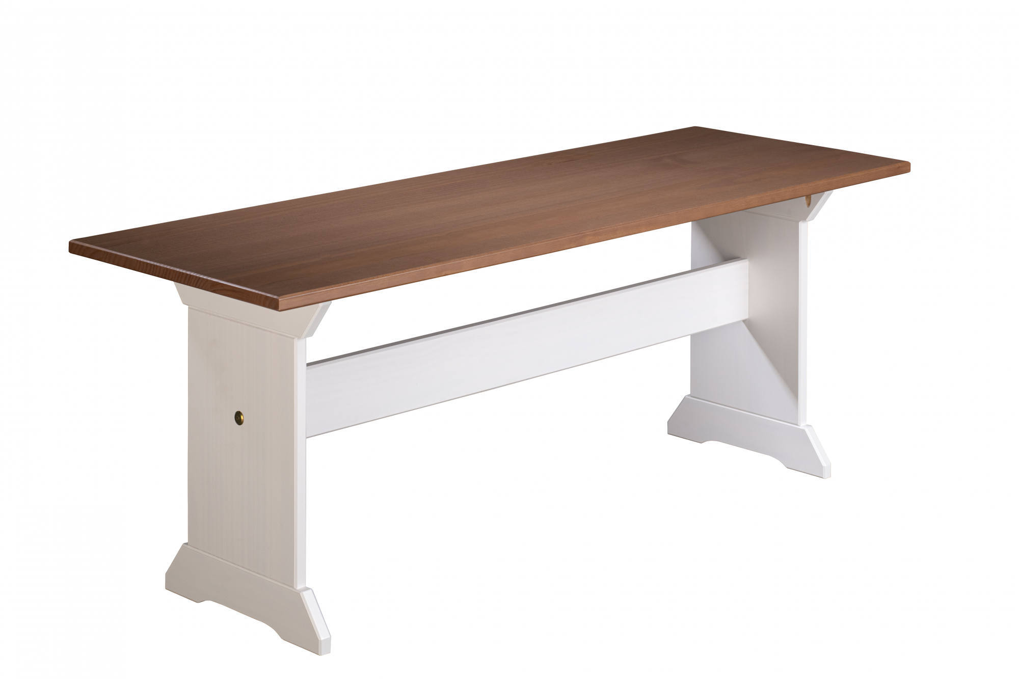 Panca in pino massello verniciato Dmalon, con top marrone, 110x37x45 cm