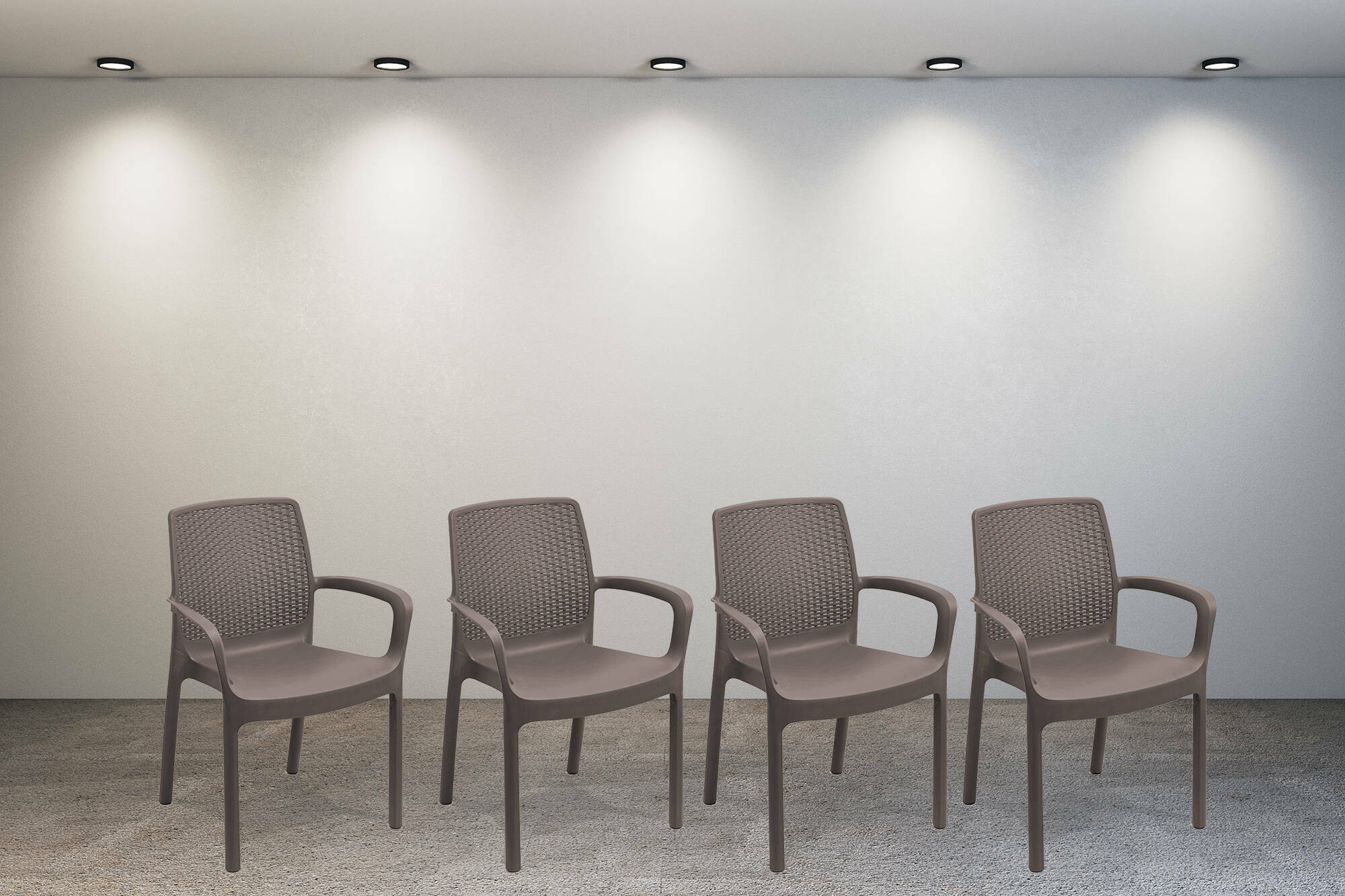 Sedia da esterno Anacleto, Seduta da giardino, Sedia per tavolo da pranzo, Poltrona outdoor effetto rattan, 100 % Made in Italy,Set da 4, Cm 54x60h82,