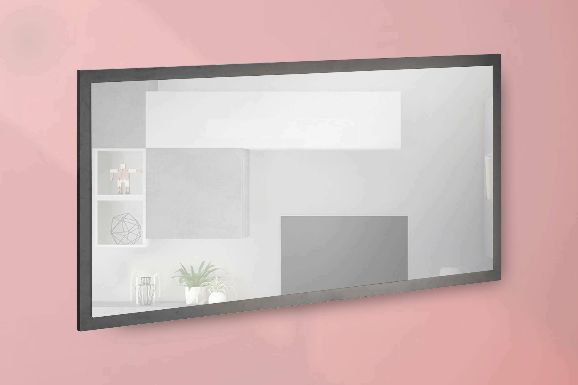 Specchiera da parete con Adelchi, Made in Italy, Specchio da bagno, cm 120x2h60, Antracite lucido