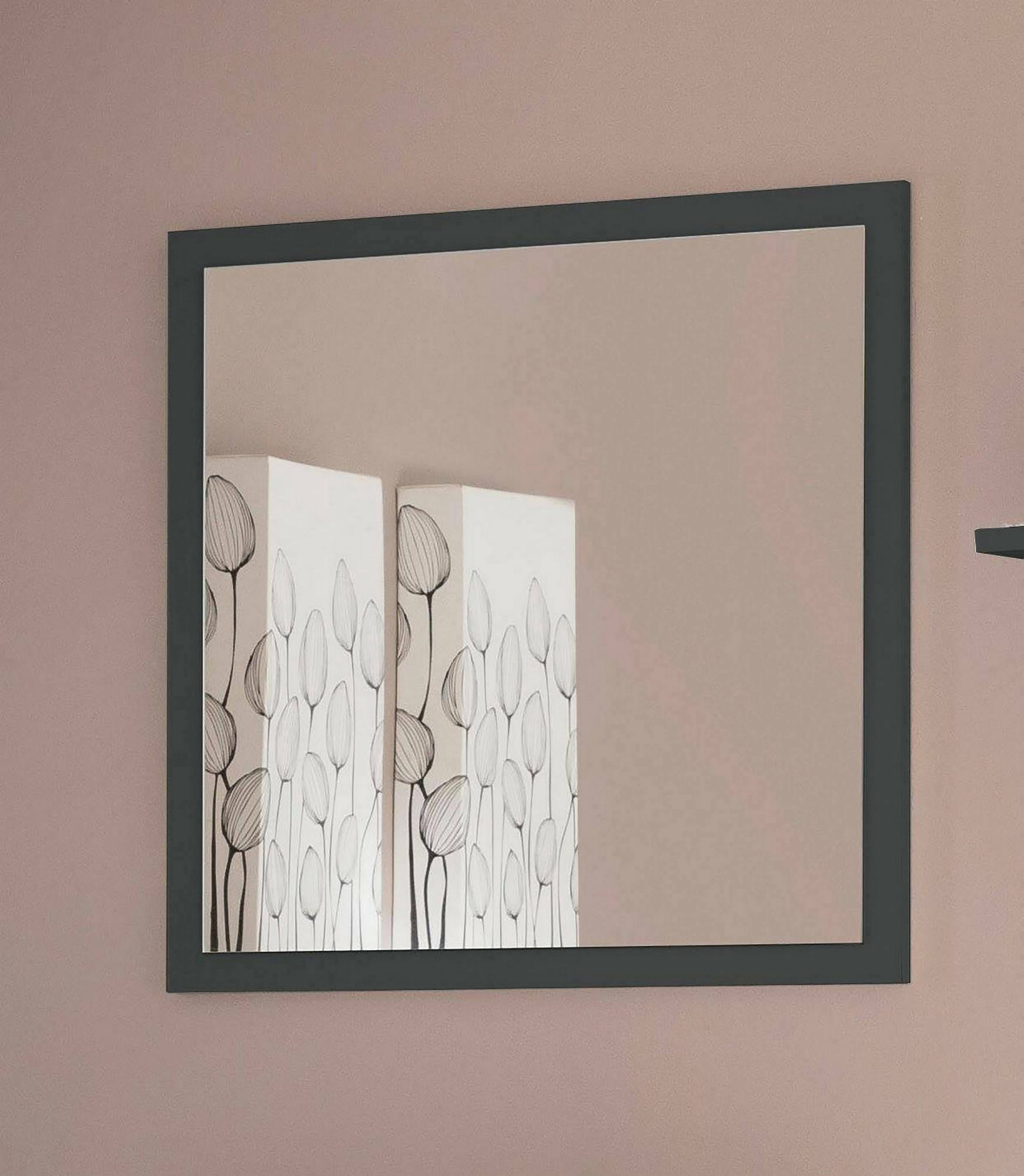 Specchiera da parete con Lelia, Made in Italy, Specchio da bagno, cm 60x2h60, Antracite lucido