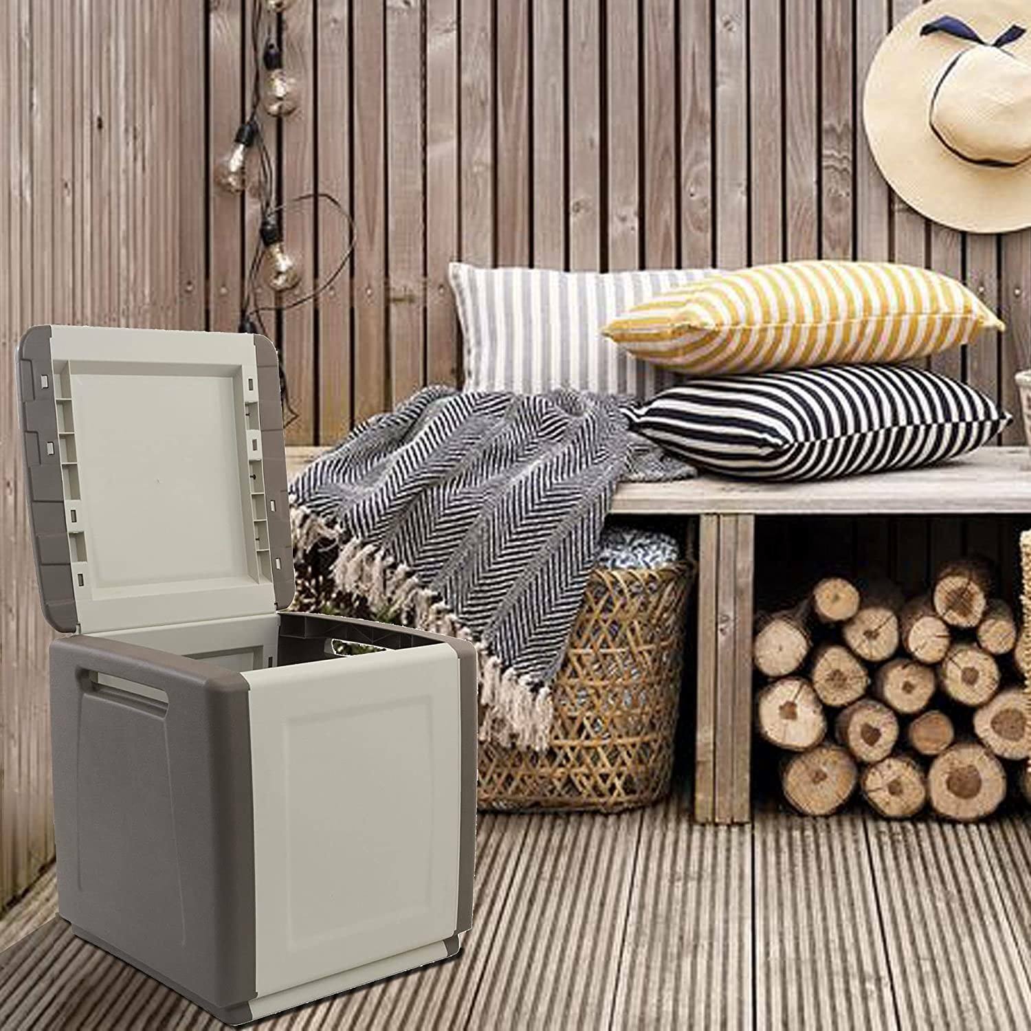 Baule contenitore multiuso Azziuro, Box portatutto, 100% Made in Italy, cm 54x53h57, colore Grigio chiaro