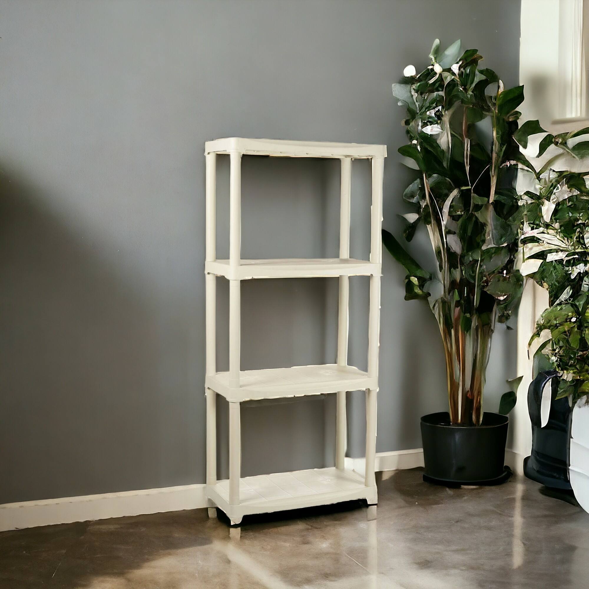 Scaffale a 2 ripiani in Gelsomina, Scaffalatura multiuso per interno o esterno, 100% Made in Italy, cm 60x30h133, colore Grigio chiaro
