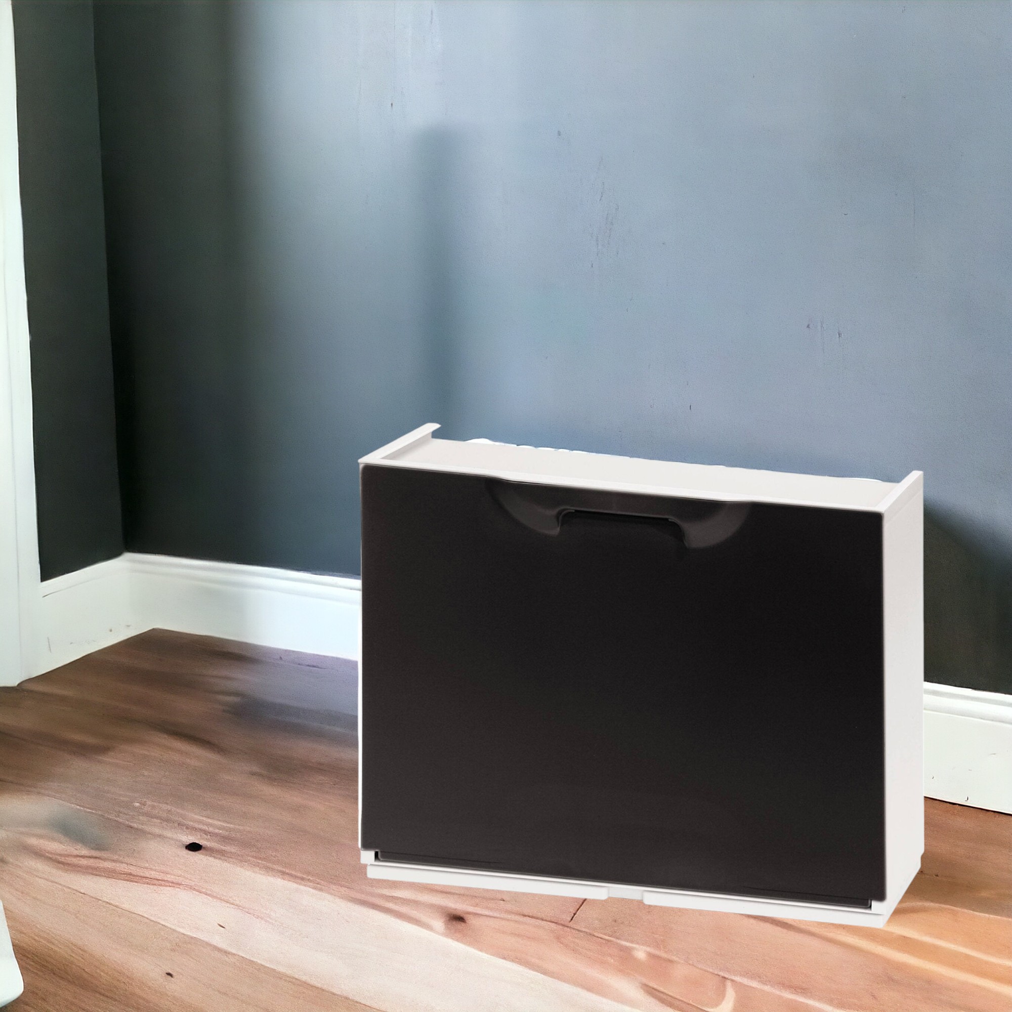 Scarpiera con 1 anta a ribalta in Avon, Mobiletto componibile da interno o esterno, 100% Made in Italy, cm 51x18h40, colore Marrone