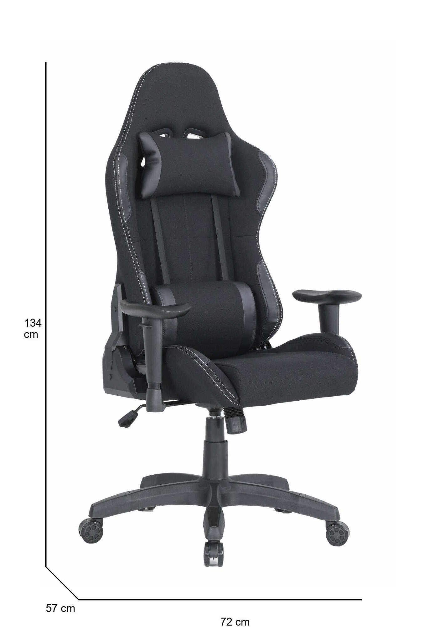 Sedia da gaming Mindy, Poltrona da gaming adulto, Sedia da scrivania, 57x72h124/134 cm, Nero