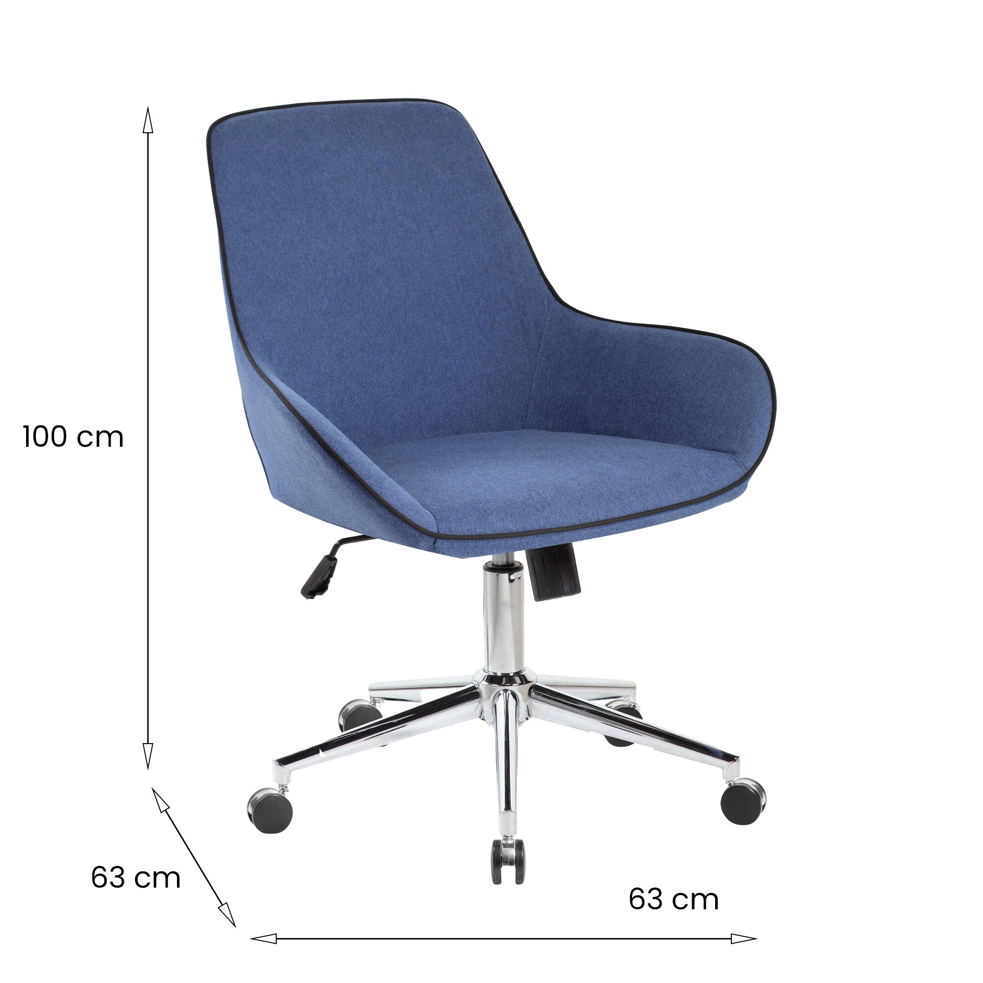 Image of Sedia da ufficio Luminosa, Poltrona operativa con ruote, Seduta ergonomica da ufficio, 66x59h98 cm, Blu