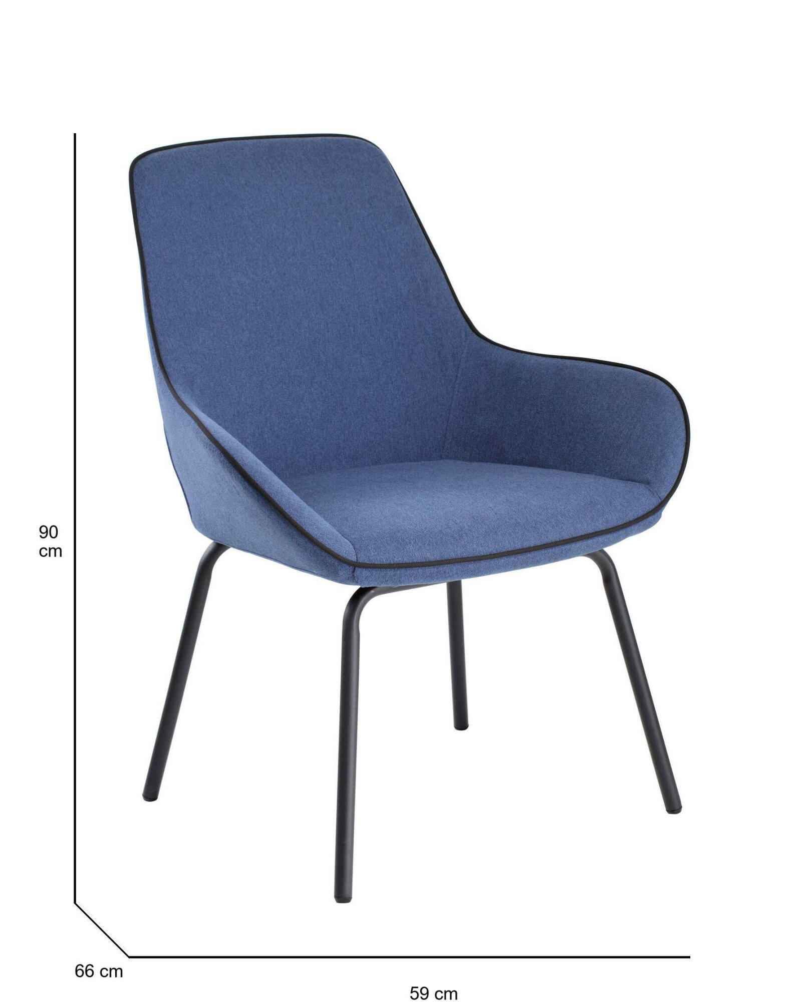 Image of Sedia da ufficio Arpaia, Sedute sala da attesa per ufficio, Seduta ergonomica da attesa, 66x59h90 cm, Blu