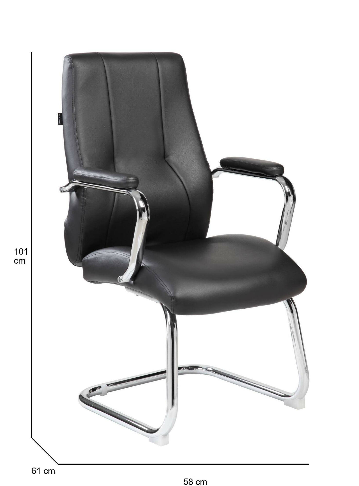 Image of Sedia da ufficio Lucana, Seduta sala da attesa con braccioli per ufficio, Seduta ergonomica da attesa, 61x58h101 cm, Nero