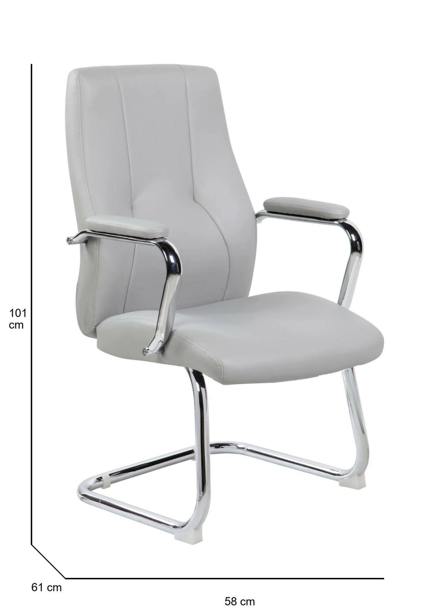 Image of Sedia da ufficio Lucana, Seduta sala da attesa con braccioli per ufficio, Seduta ergonomica da attesa, 61x58h101 cm, Grigio
