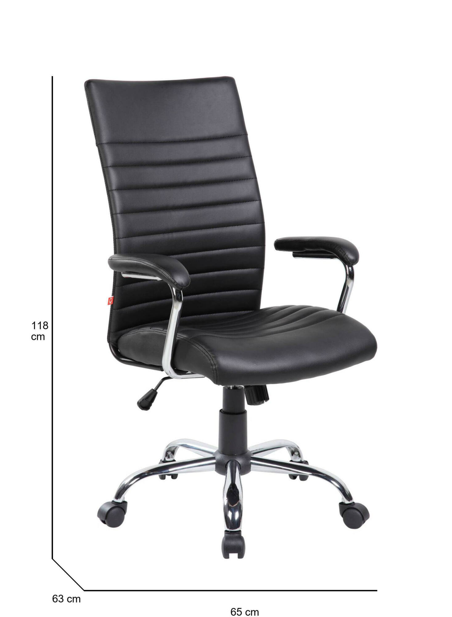 Sedia da ufficio Basciano, Poltrona presidenziale con braccioli, Sedia ergonomica da ufficio, 63x65h108/118 cm, Nero