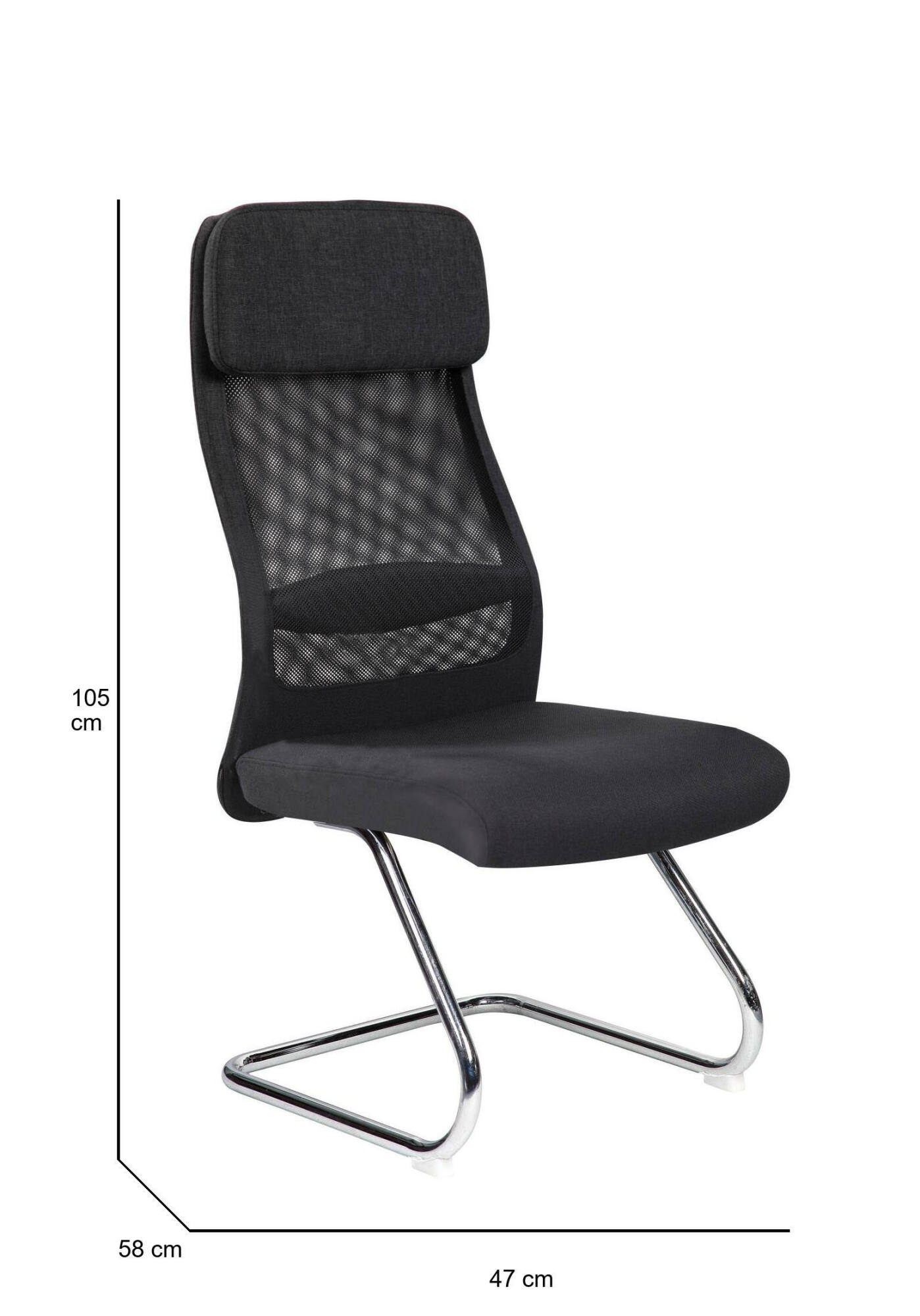 Image of Sedia da ufficio Fulgenzia, Sedute sala da attesa per ufficio, Seduta ergonomica da attesa, 58x47h105 cm, Nero
