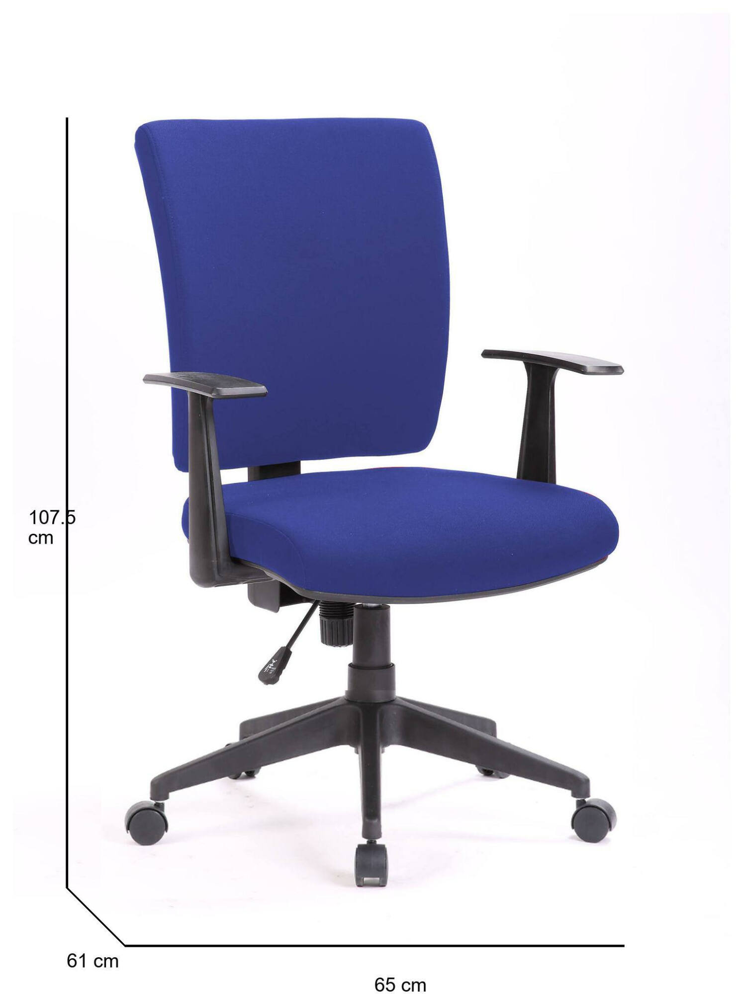 Image of Sedia da ufficio Eulalia, Poltrona direzionale con braccioli, Seduta ergonomica da ufficio, 61x65h98/108 cm, Blu