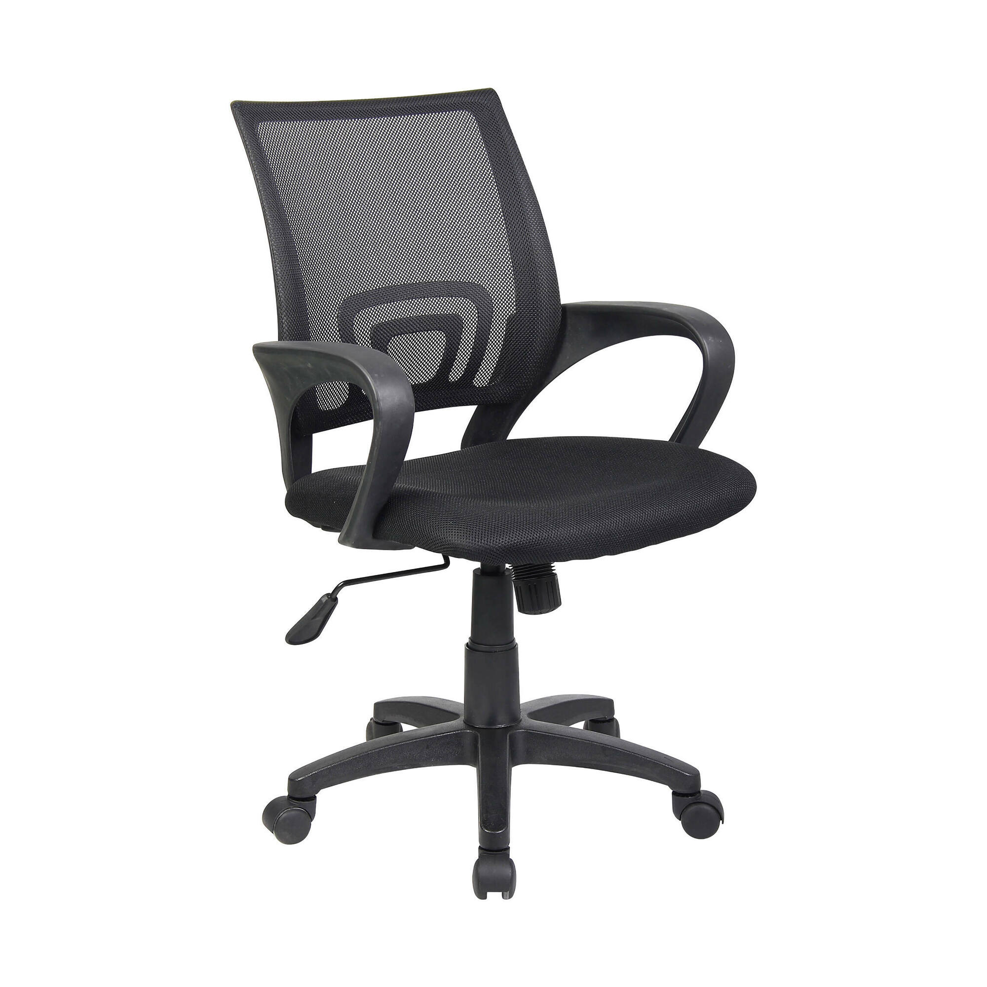 Sedia da ufficio Reticolo, Sedia operativa a rete con braccioli, Seduta ergonomica da ufficio, 59x54h90/100 cm, Nero