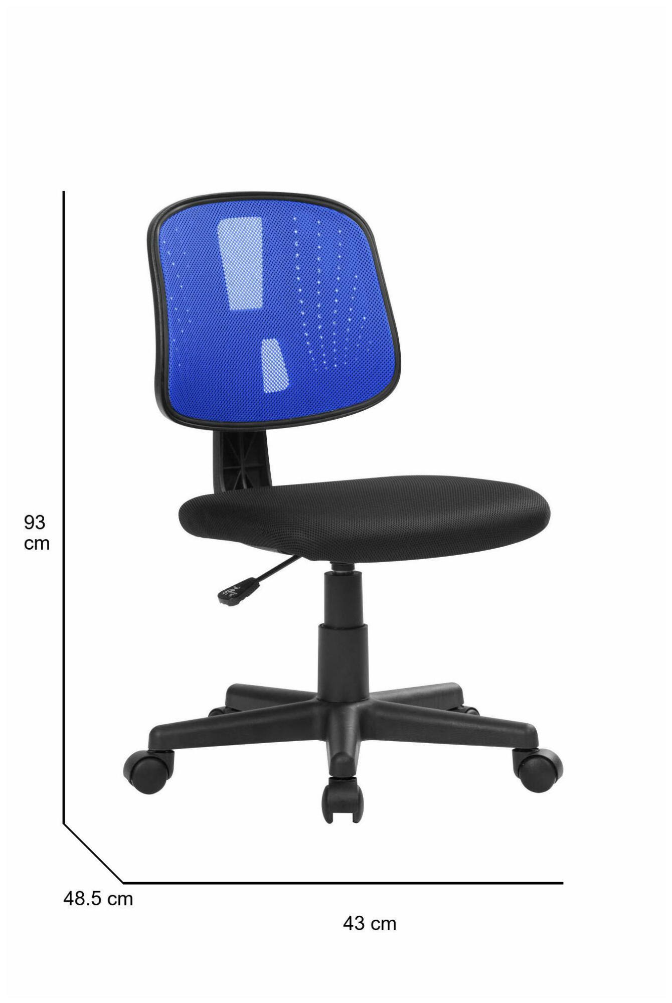 Image of Sedia da ufficio Cefeo, Sedia operativa da ufficio, Seduta ergonomica da ufficio, 49x43h81/93 cm, Nero e Blu