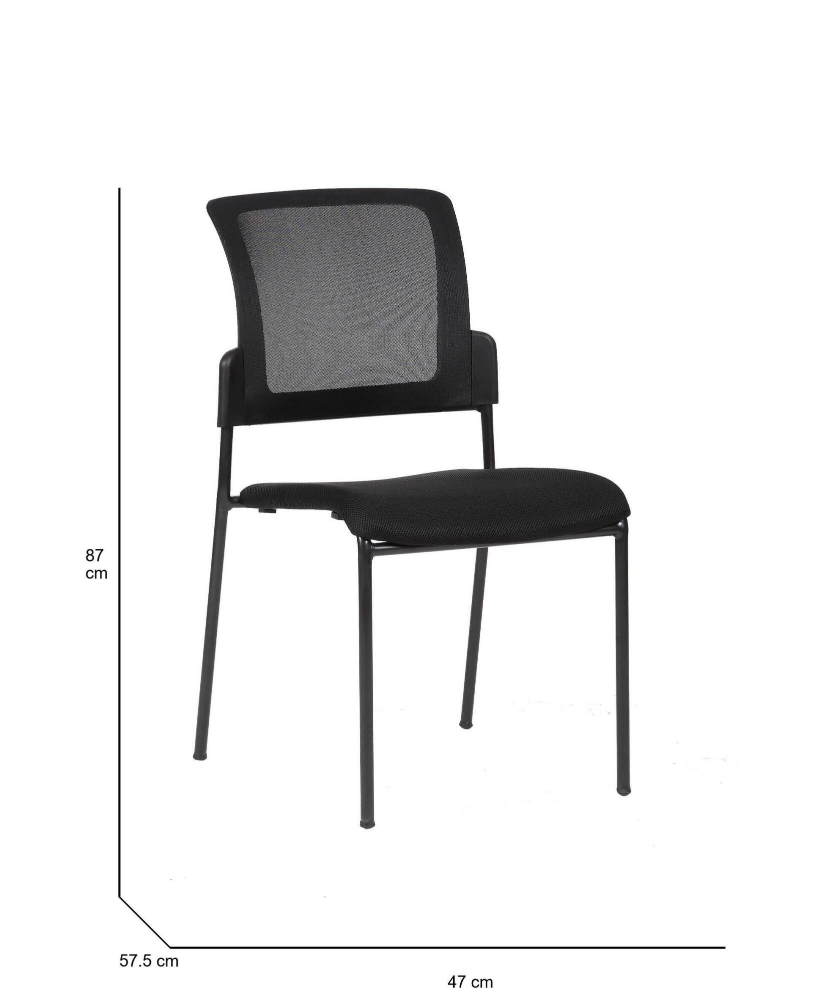 Image of Sedia da ufficio Baceno, Sedia sala da attesa imbottita per ufficio, Seduta ergonomica da attesa, 58x47h87 cm, Nero