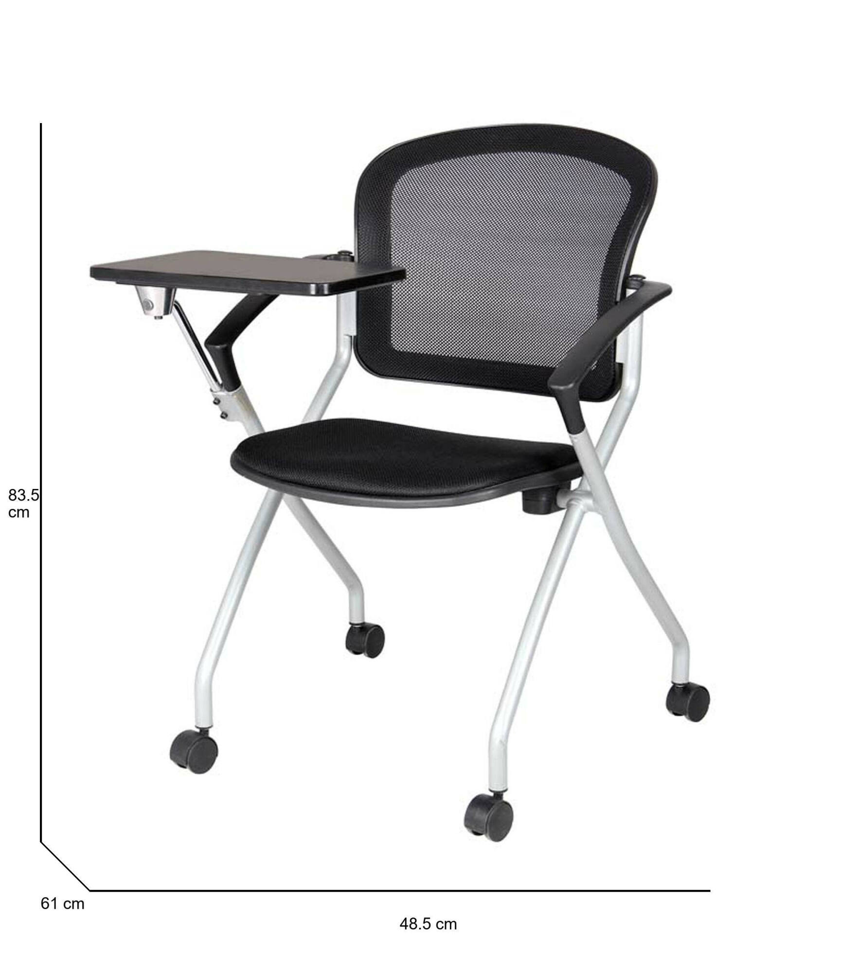 Image of Sedia da ufficio Azzate, Sedia sala da attesa con bracciolo e tavoletta, Seduta ergonomica da attesa, 61x49h84 cm, Nero