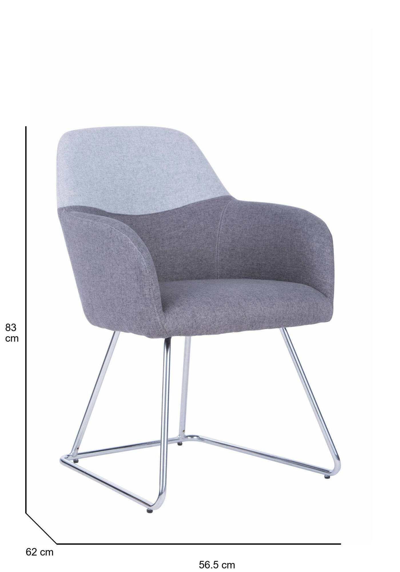 Image of Sedia da ufficio Azzone, Seduta da attesa con braccioli per ufficio, Seduta ergonomica da attesa, 62x57h83 cm, Grigio