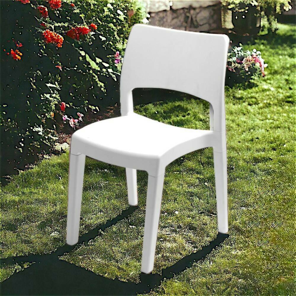 Sedia da esterno Zircone, Sedia per tavolo da pranzo, Poltrona outdoor, Seduta da giardino, 100 % Made in Italy, 50x51h82 Cm, Bianco