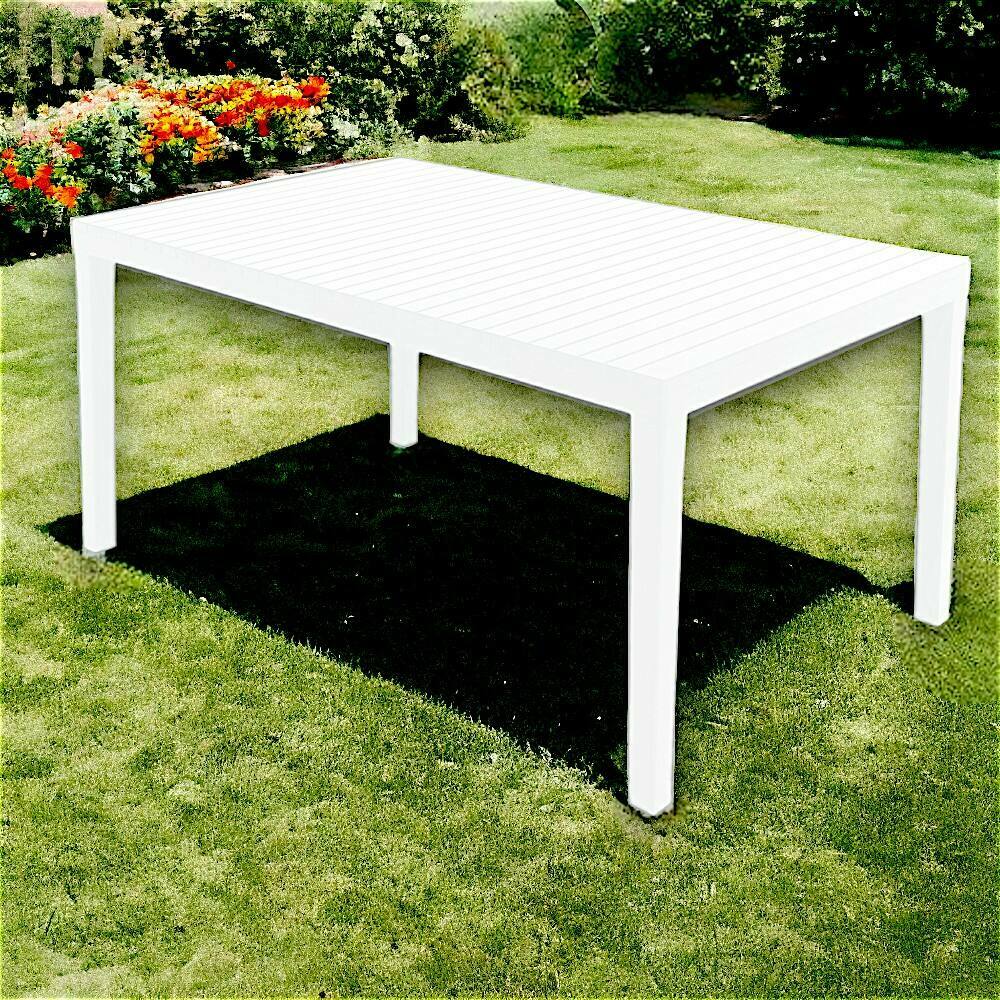 Tavolo da esterno Askia, Ripiano rettangolare da pranzo, Tavolo da giardino multiuso, 100% Made in Italy, 150x90h72 Cm, Bianco