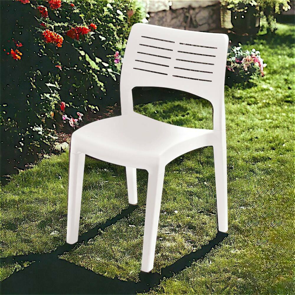 Sedia da esterno Genny, Seduta da giardino, Sedia per tavolo da pranzo, Poltrona outdoor, 100 % Made in Italy, 50x51h82 Cm, Bianco