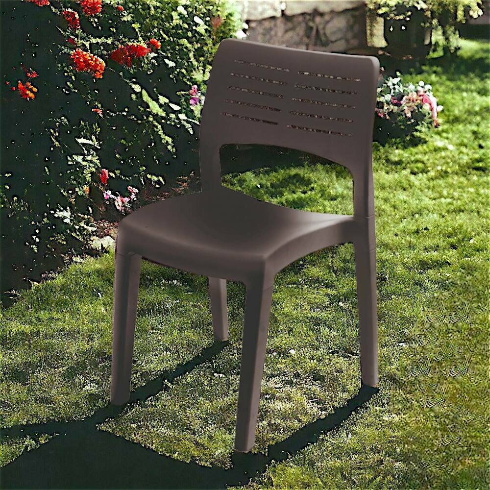 Sedia da esterno Genny, Seduta da giardino, Sedia per tavolo da pranzo, Poltrona outdoor, 100 % Made in Italy, 50x51h82 Cm, Antracite