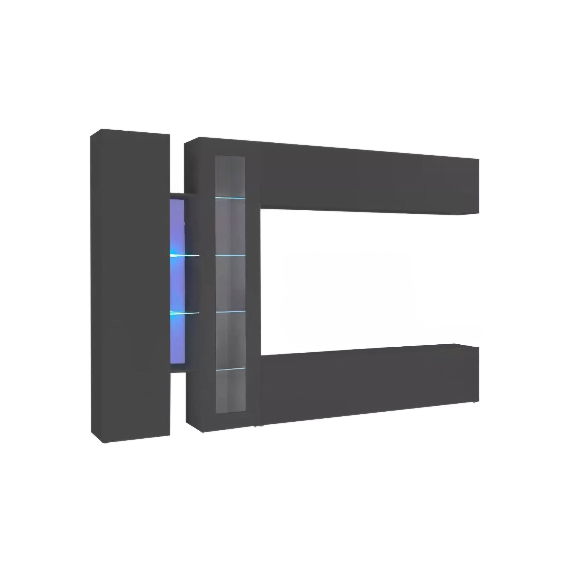 Parete attrezzata Annie, Set salotto porta TV a 4 ante, Mobile soggiorno multiuso, 100% Made in Italy, cm 280x30x180, Antracite