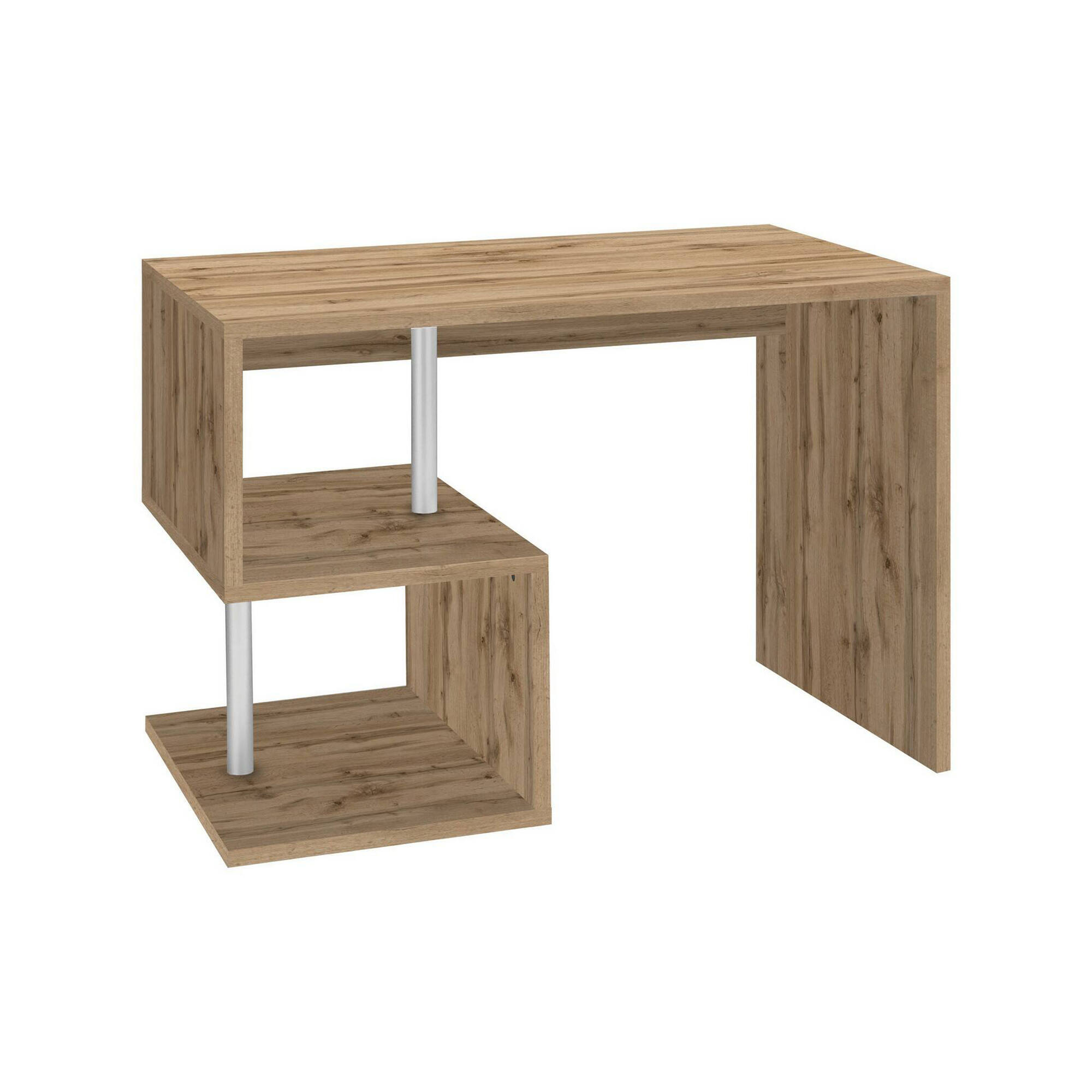 Image of Scrivania Acan, Scrittoio lineare porta PC, Tavolo multiuso per ufficio, Scrivania salvaspazio multiposizione, 100% Made in Italy, cm 100x50h78, Rovere