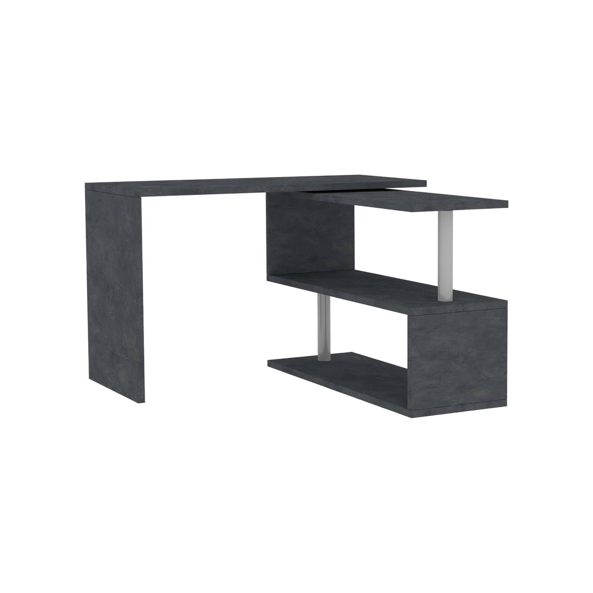 Image of Scrivania Topazio, Scrittoio angolare porta PC, Tavolo multiuso per ufficio, Scrivania salvaspazio multiposizione, 100% Made in Italy, cm 120x50h75, Antracite