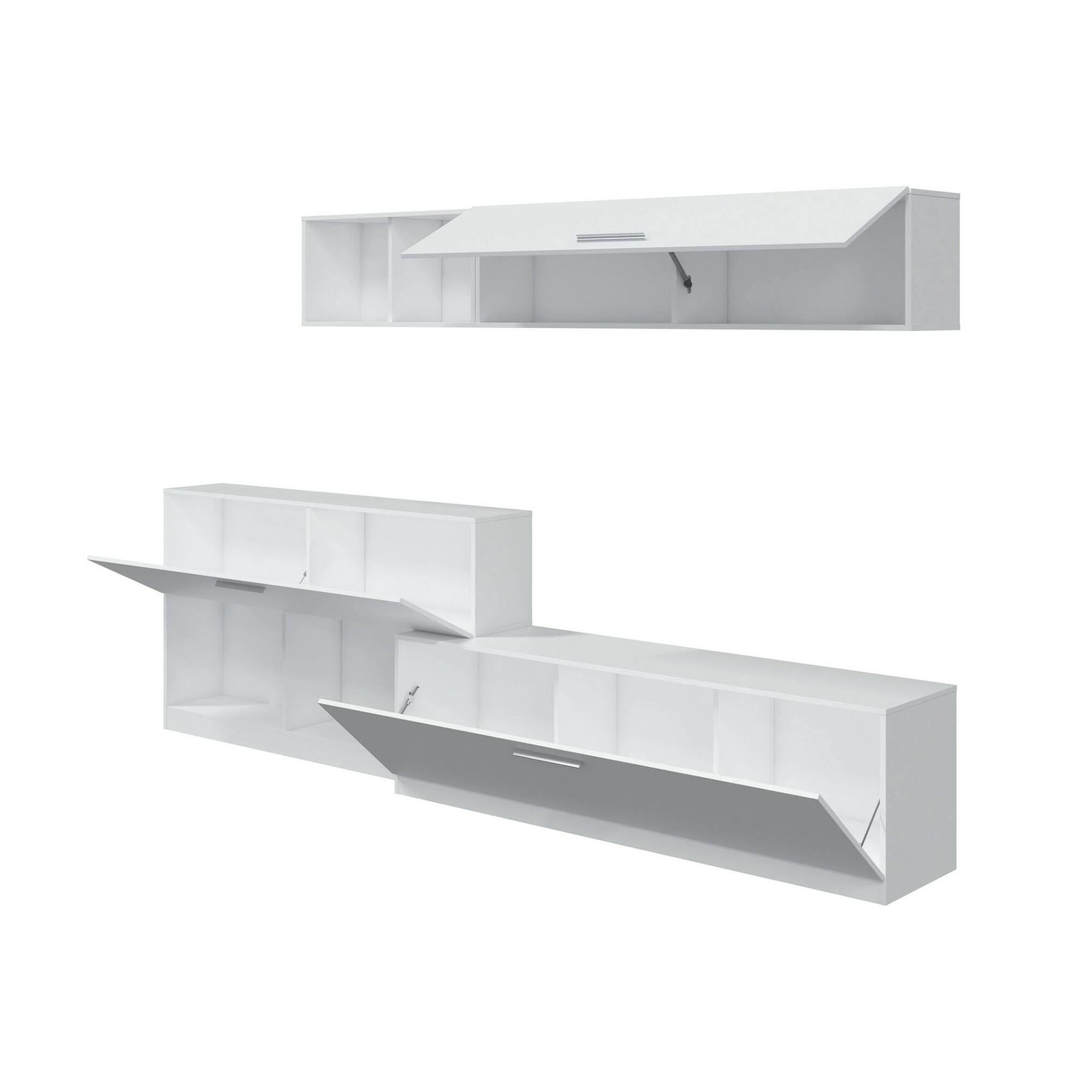 Parete attrezzata Vobarno, Set da soggiorno moderno, Mobile salotto multiuso, 260x41h222 cm, Bianco