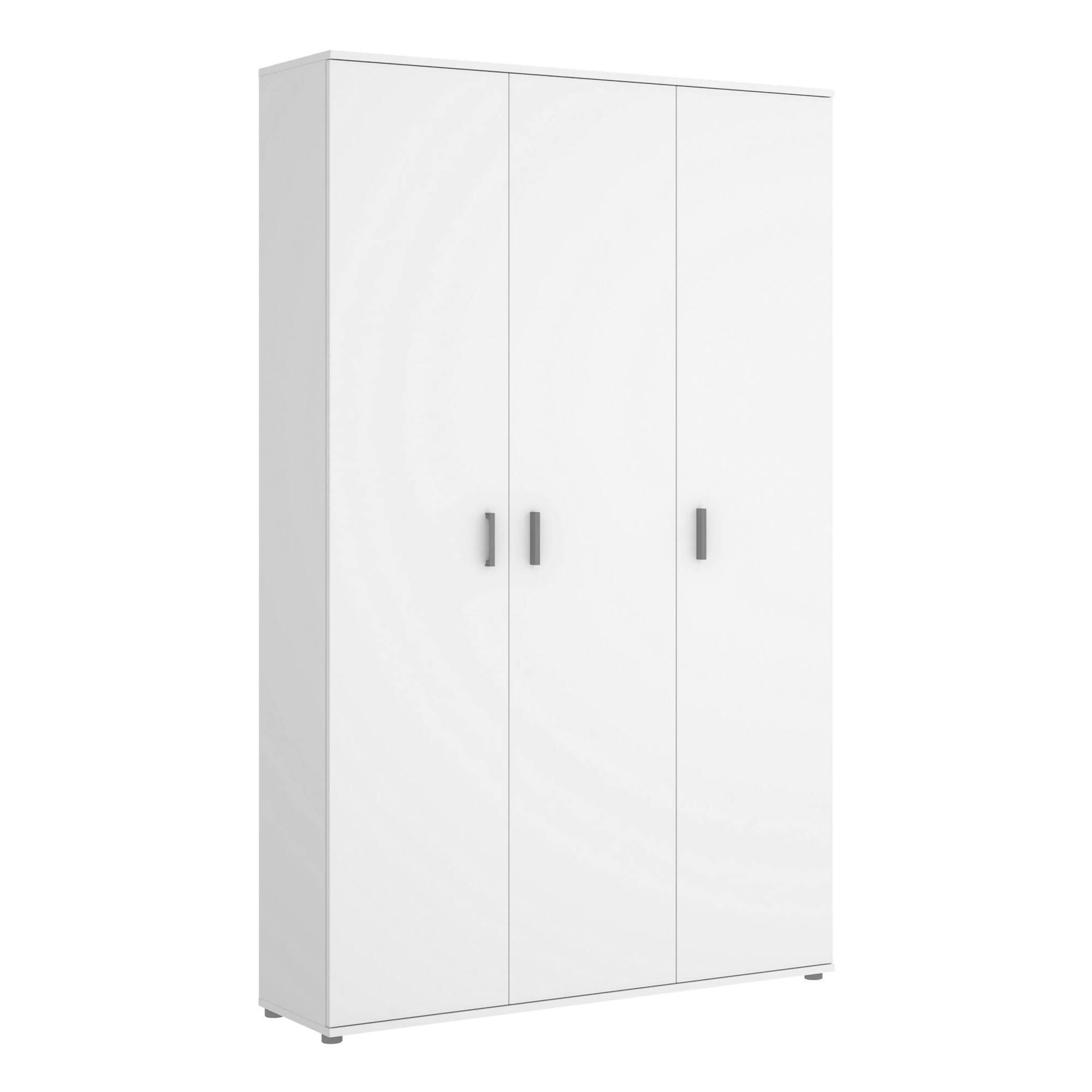 Image of Armadio multiuso Aniello, Mobile multifunzione portascope, Guardaroba a 3 ante, 116x35h190 cm, Bianco