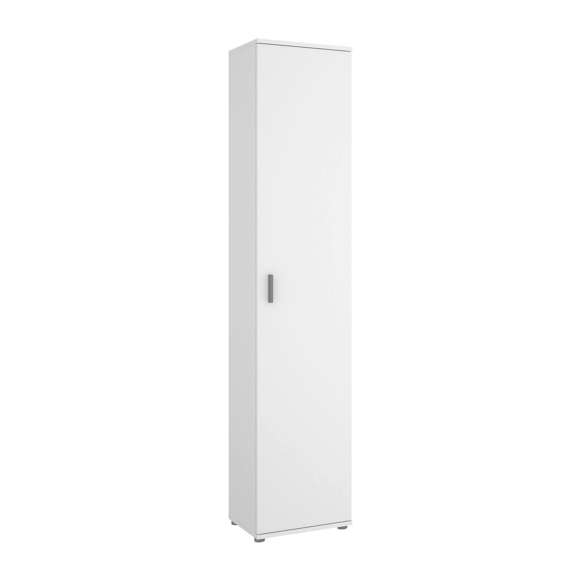 Image of Armadio multiuso Arrow, Mobile multifunzione portascope, Armadio alto multiuso a 1 anta, 39x35h190 cm, Bianco