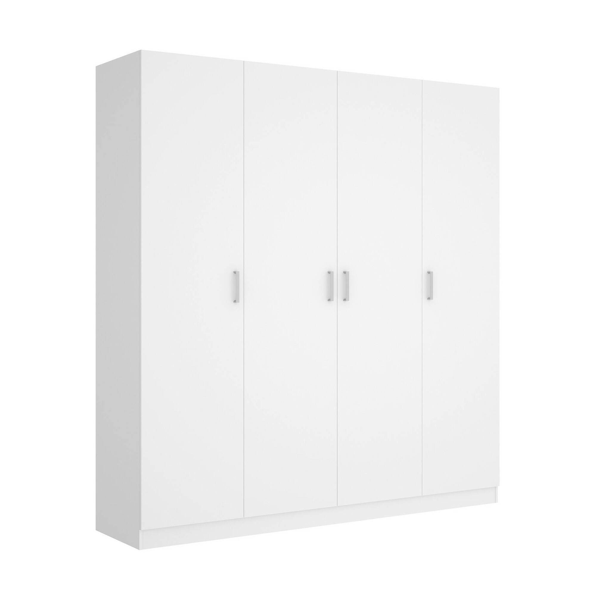 Guardaroba Persefone, Mobile appendiabiti per camera da letto, Armadio a 4 ante battenti, 200x52h215 cm, Bianco