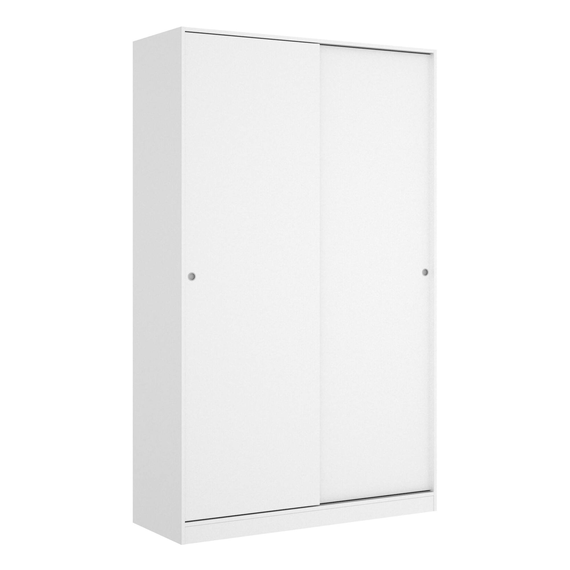 Guardaroba Alyson, Mobile appendiabiti per camera da letto, Armadio a 2 ante scorrevoli, 120x50h204 cm, Bianco