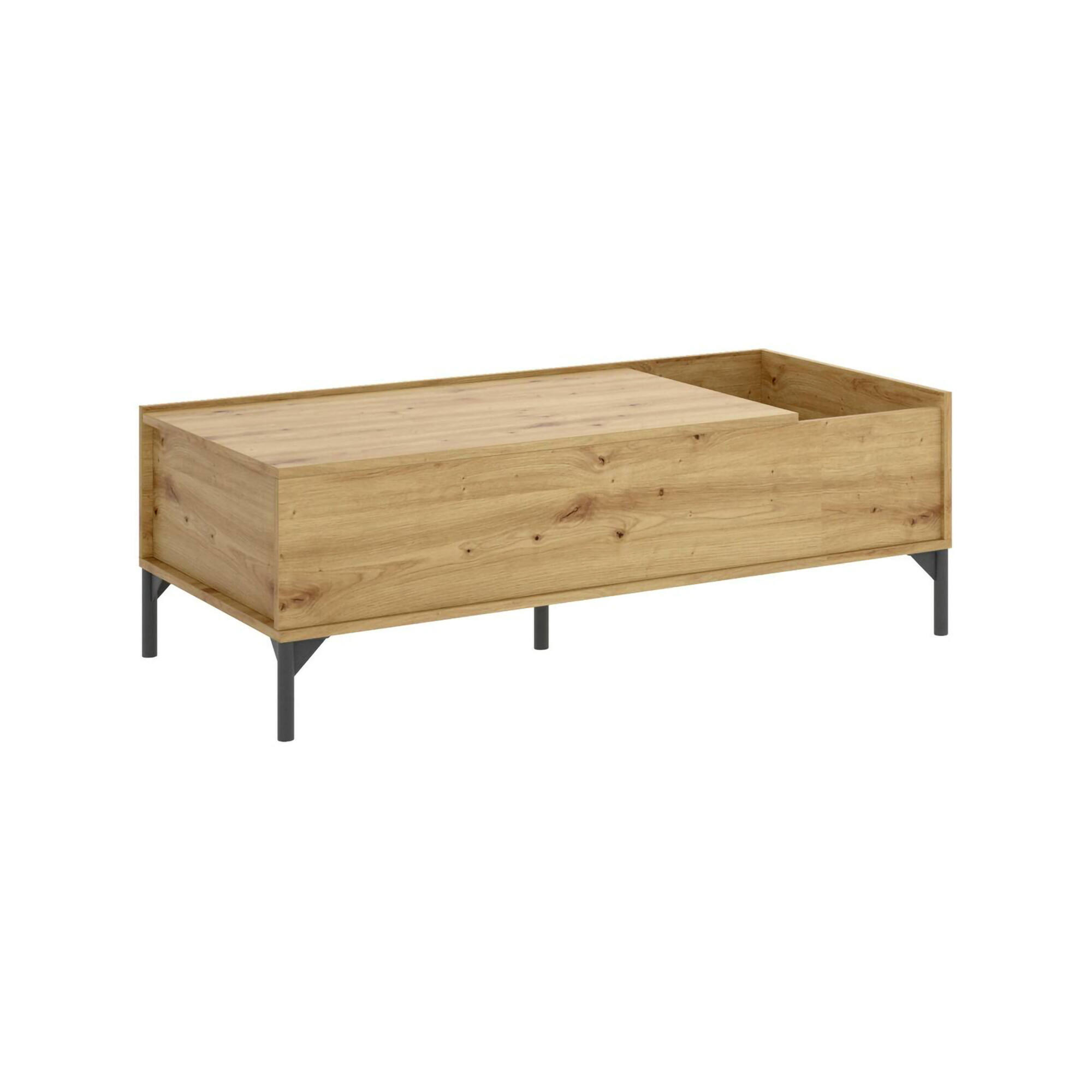 Tavolino da salotto Alexius, Porta riviste da soggiorno con vano portaoggetti, Tavolo basso da caffÃ¨ elevabile, 99x60h41 cm, Rovere Nodi