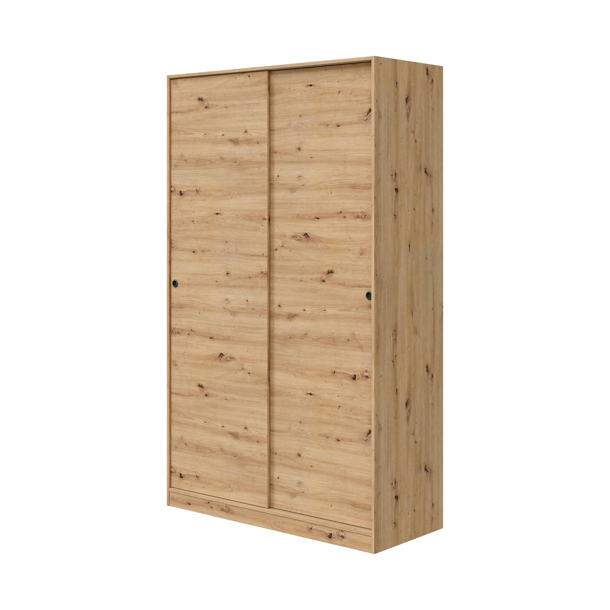 Image of Guardaroba Adrenalin, Armadio per camera da letto a 2 ante scorrevoli, Mobile con 4 ripiani e barra appendiabiti, 120x50h200 cm, Rovere Nodi