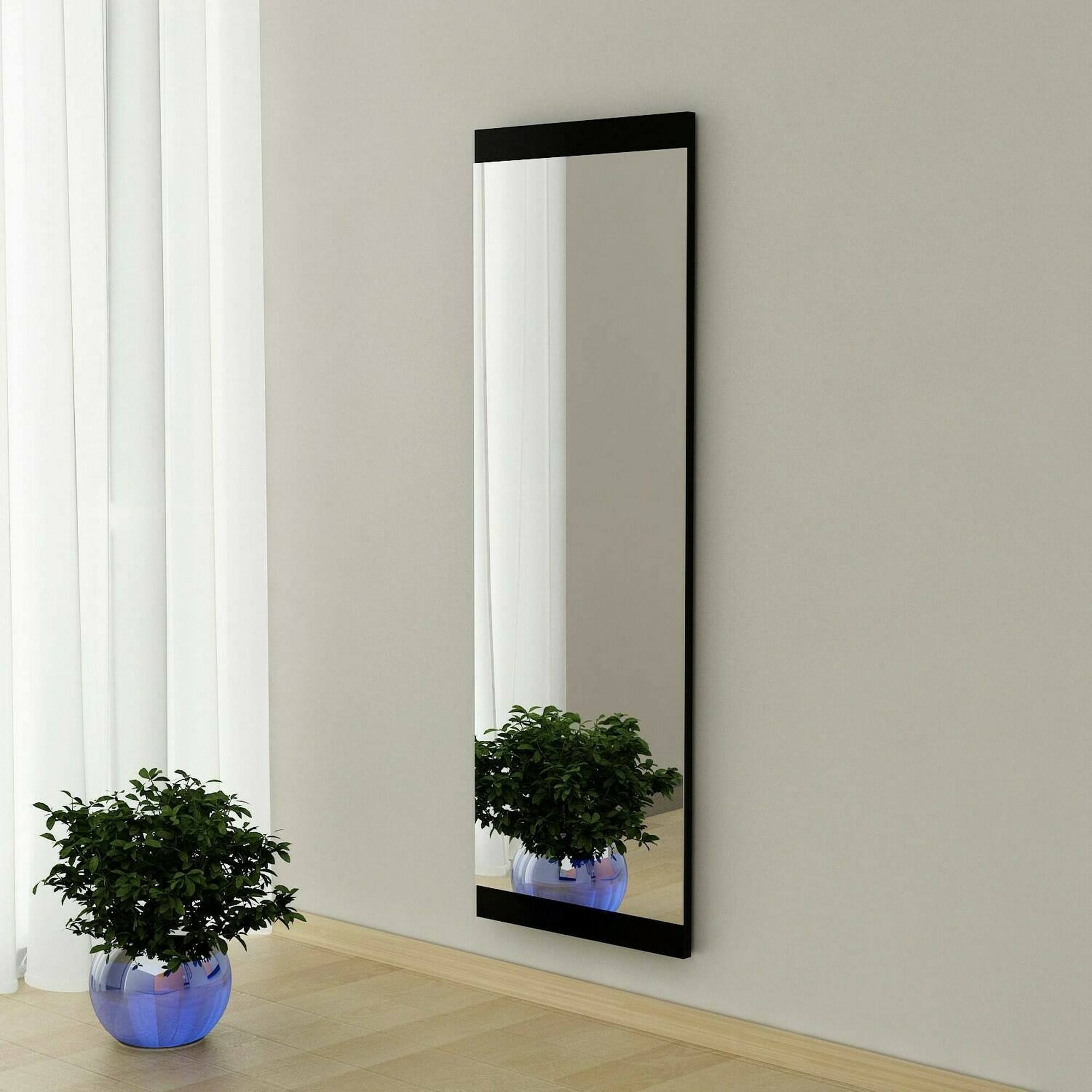 Specchio Fiammetta, Specchiera, Articolo d'arredo a muro, Decorazione con specchio, 40x2h120 cm, Nero