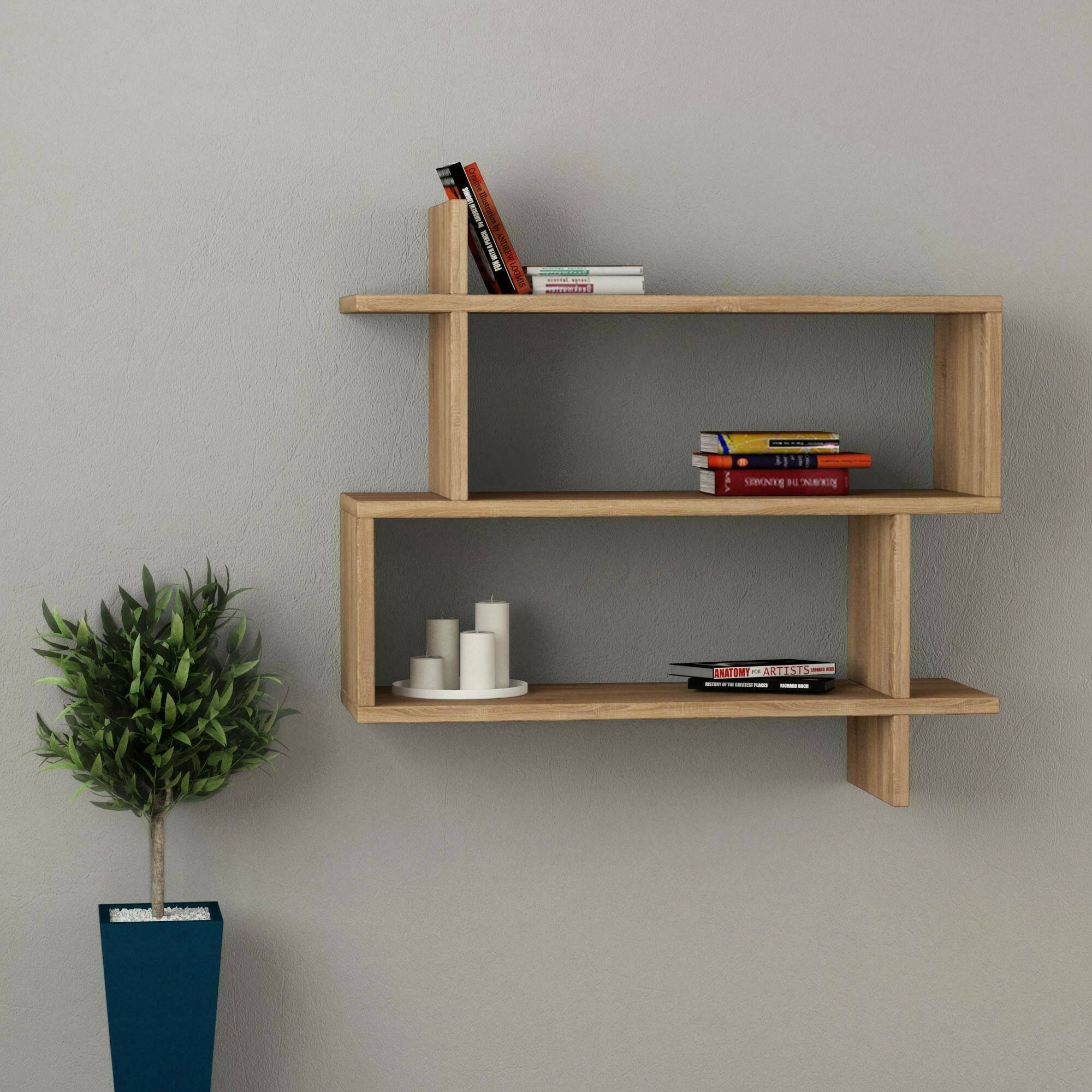 Mensola Orsa, Scaffale, Ripiano a muro, Scaffalatura multiuso, 70x22h66 cm, Quercia