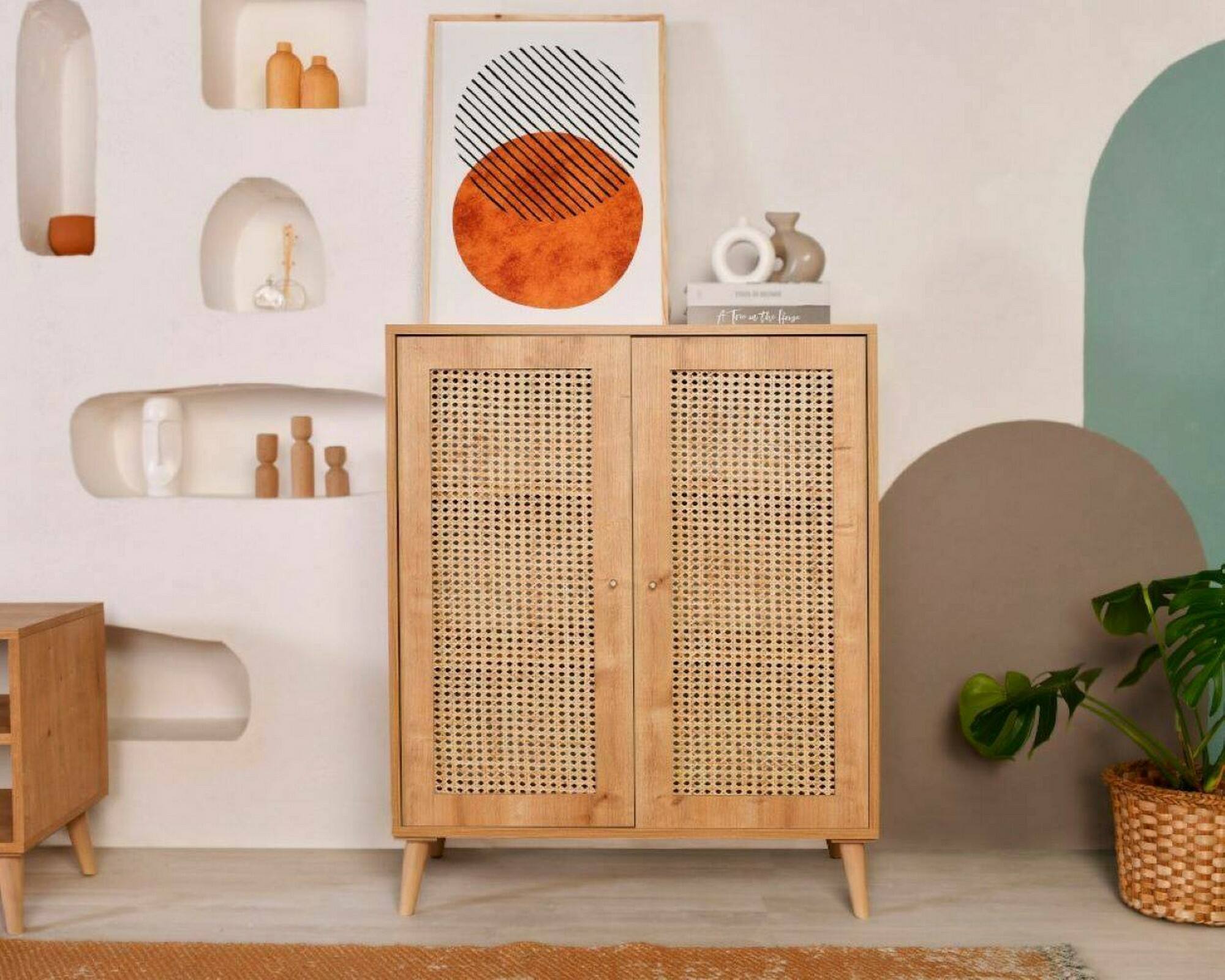 Credenza Diodata, Buffet da soggiorno, Madia da salotto, Dispensa da cucina, 90x40h110 cm, Quercia