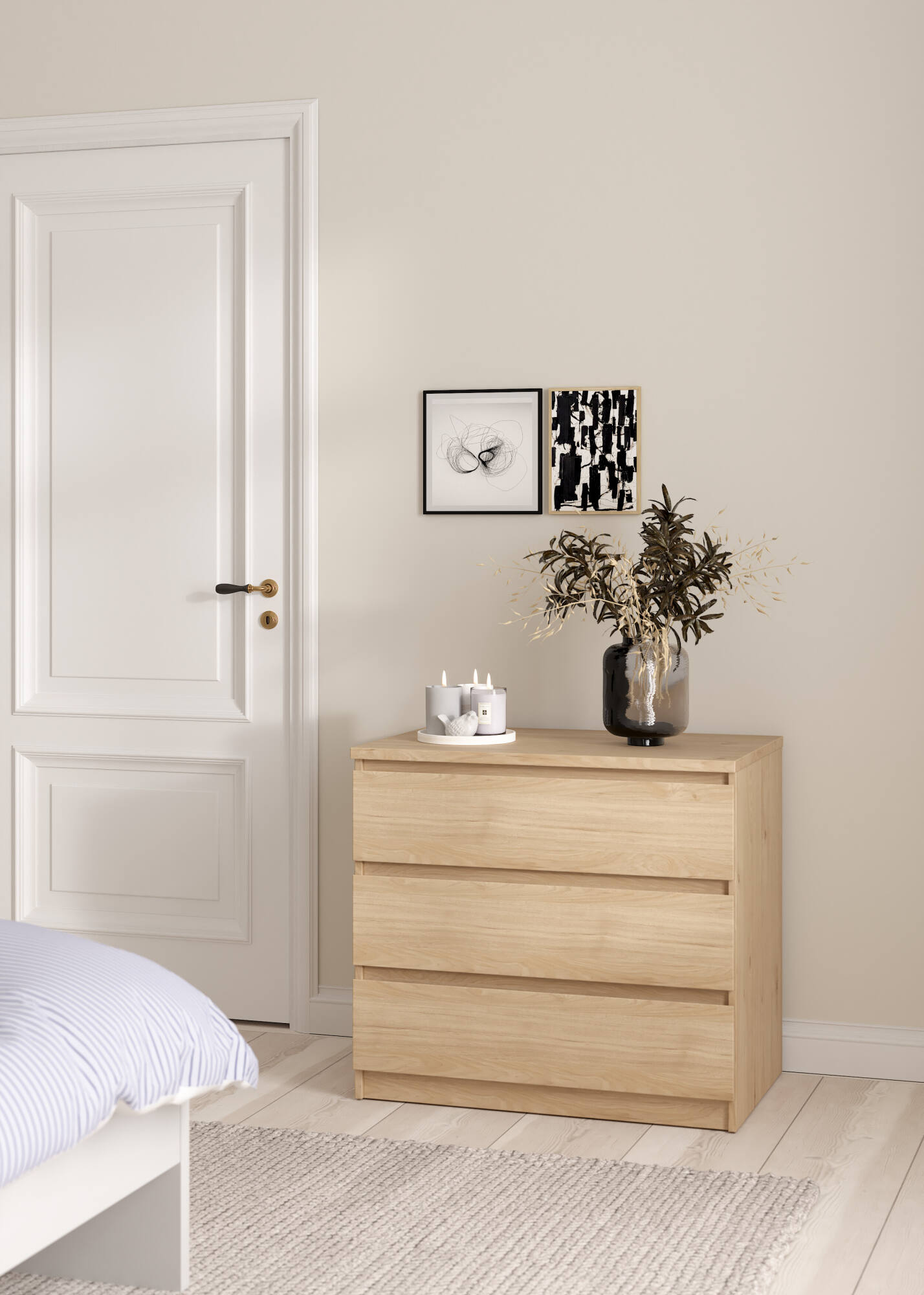 Cassettiera Kajiki, Settimino multiuso, Comò camera da letto, Mobile con cassetti, 77x50 h68 cm, Rovere