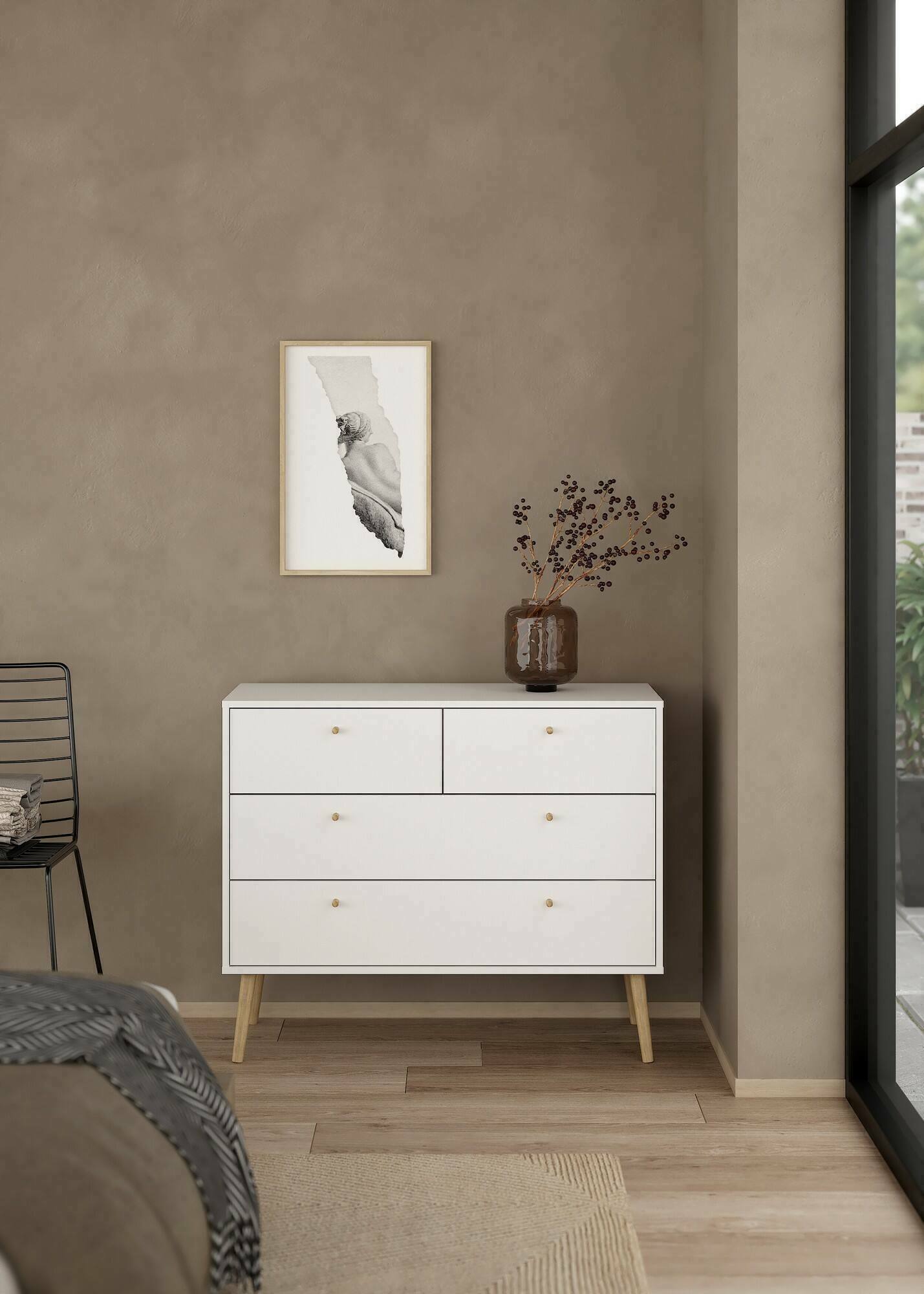 Cassettiera Pelagie, Settimino multiuso, Comò camera da letto, Mobile con cassetti, 99x39 h82 cm, Bianco