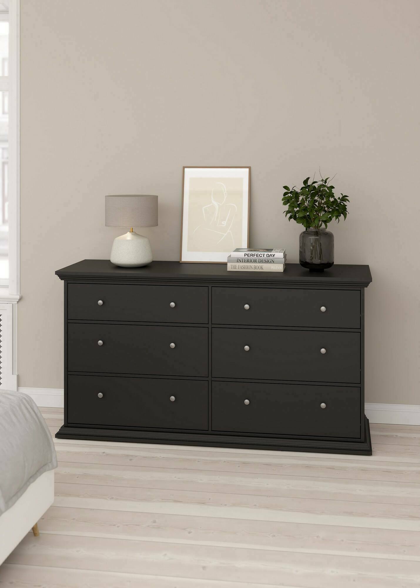 Credenza Hibaru, Buffet da soggiorno, Madia da salotto, Dispensa da cucina, 163x52 h88 cm, Nero