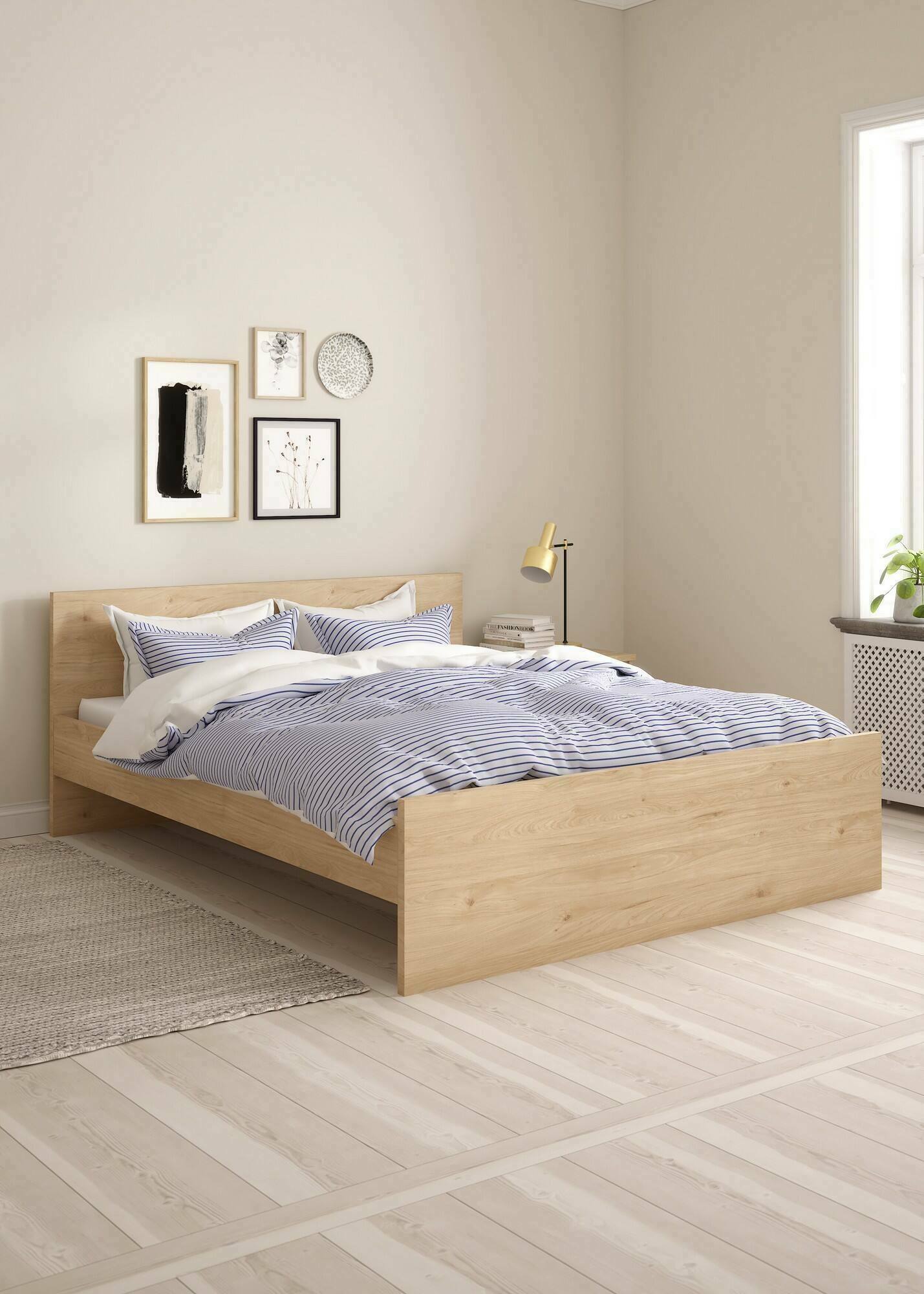 Image of Letto matrimoniale Kaitak, Sommier per camera da letto, Giroletto per stanza, Struttura porta materasso, 207x166 h80 cm, Rovere