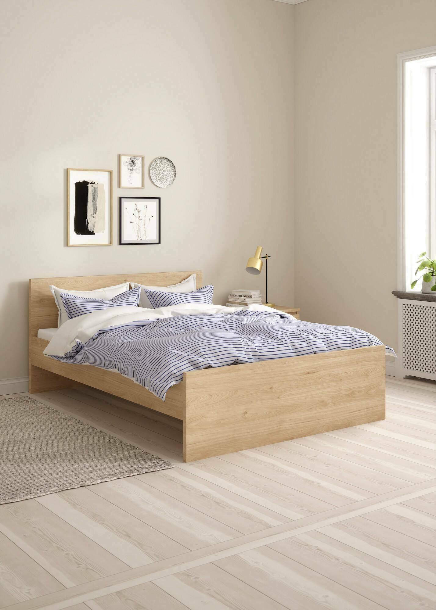 Image of Letto piazza e mezza Gustava, Sommier per camera da letto, Giroletto per stanza, Struttura porta materasso, 197x146 h80 cm, Rovere
