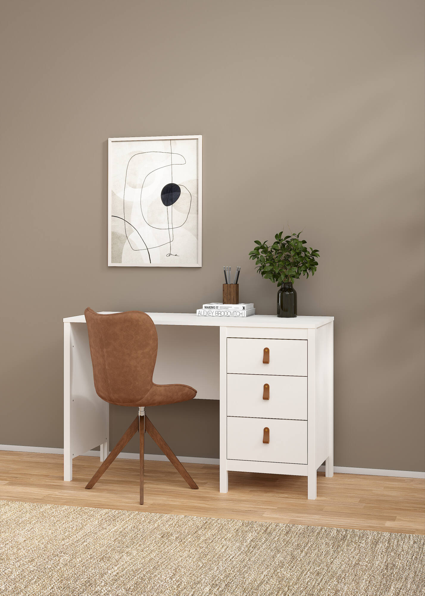Scrivania Murjan, Scrittoio multiuso, Tavolo per ufficio porta PC, Piano di lavoro, 120x48 h77 cm, Bianco