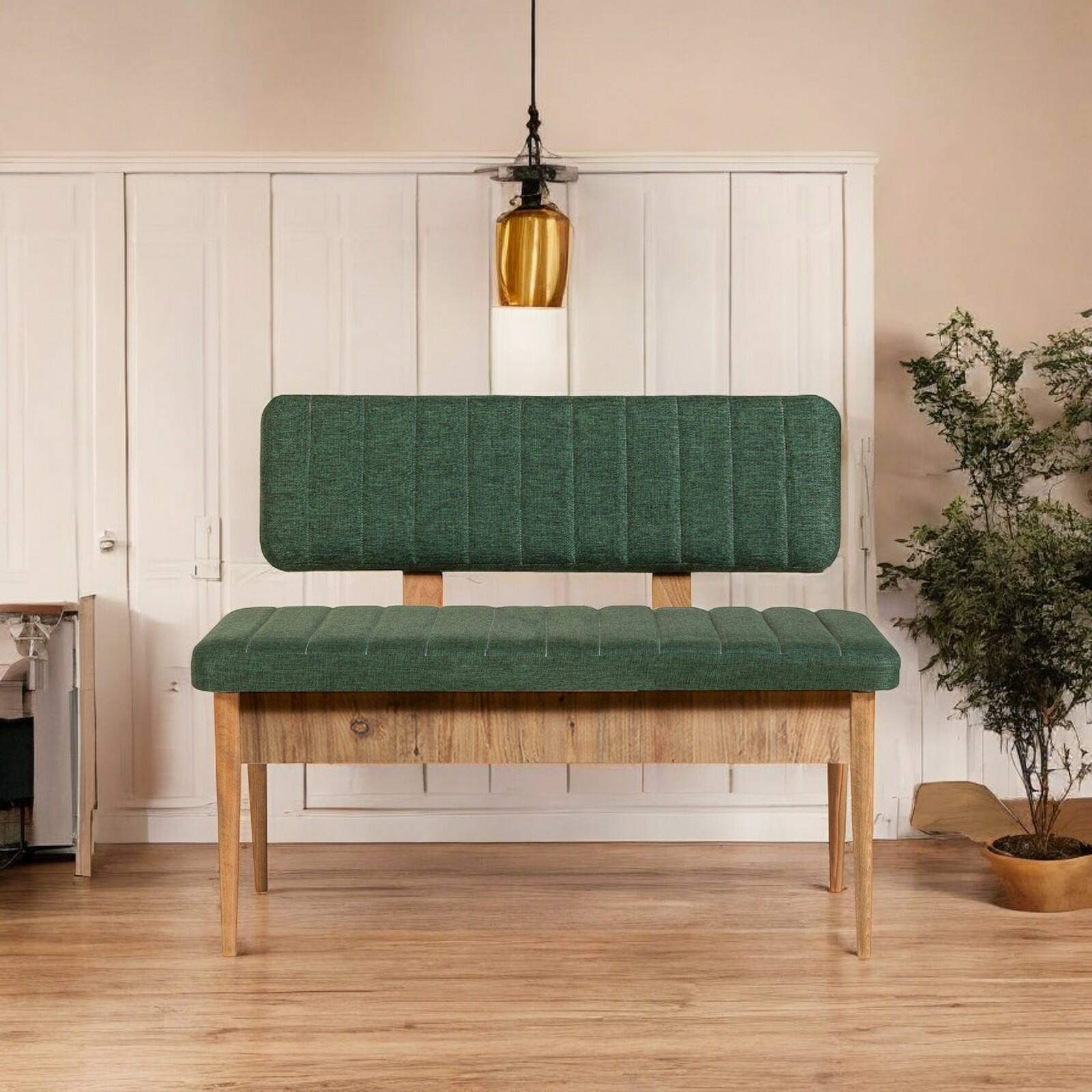 Panca Barthelemy, Panchina multiuso, Seduta per ospiti, Cassapanca multifunzione, 110x40 h85 cm, Quercia e Verde