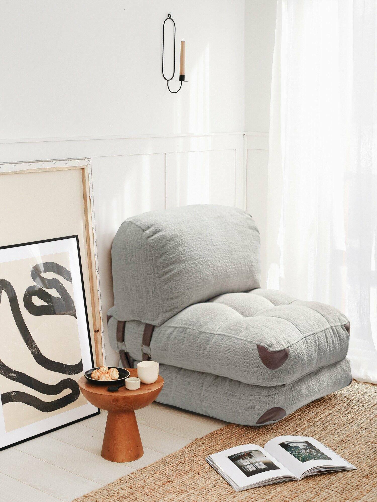 Poltrona Surigae, Seduta imbottita, Divano singolo da salotto, Sedia con braccioli, 80x60 h70 cm, Grigio