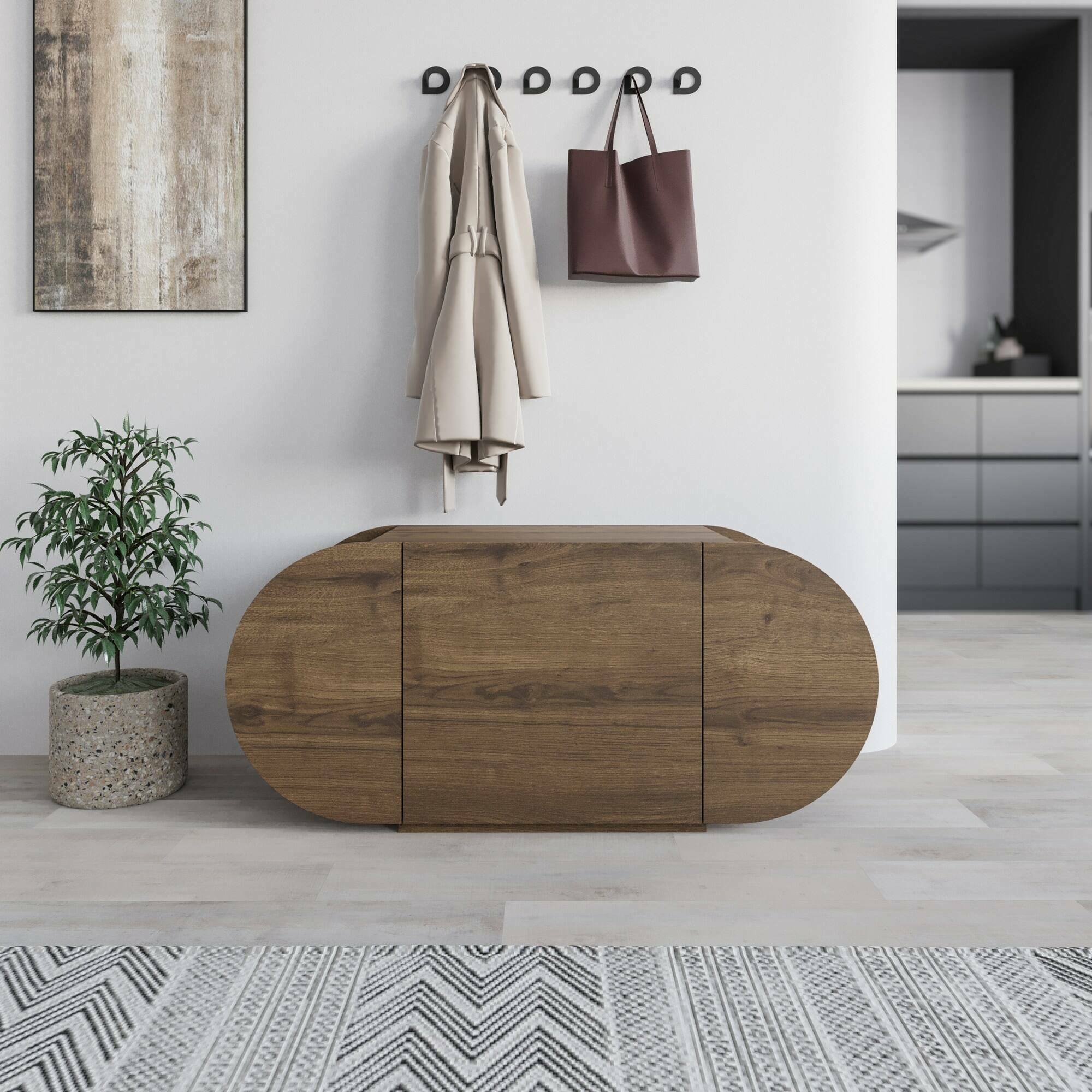 Scarpiera Sequoia, Mobile portascarpe, Armadio da ingresso multiuso, Mobiletto per calzature, 110x40 h50 cm, Quercia