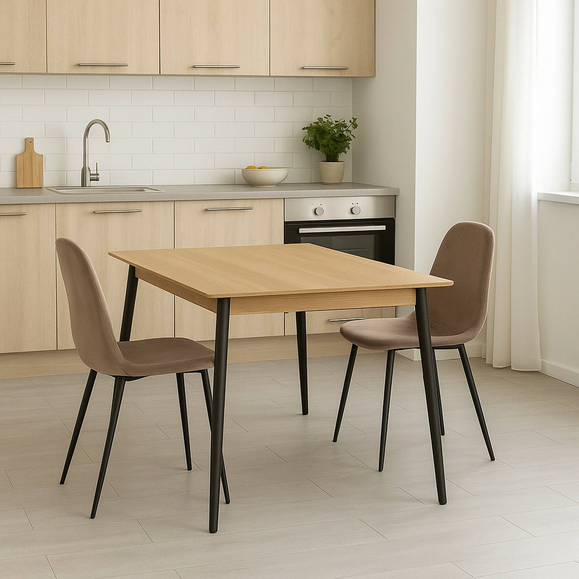 Set di 2 sedie Arter, Poltrona rivestita in velluto, Sedia da pranzo imbottita, Seduta per riunioni, 45x56h87 cm, Tortora