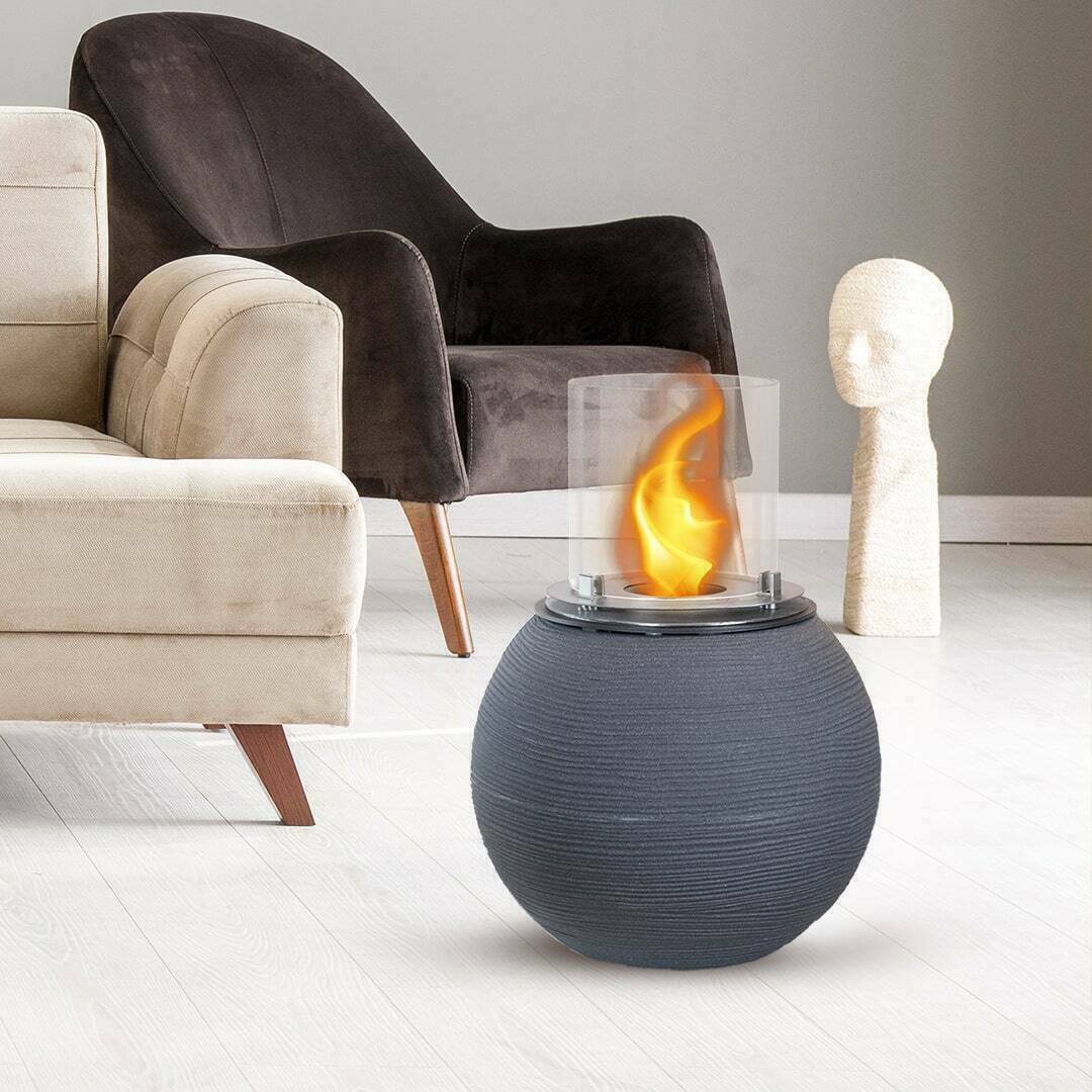 Image of Camino a bioetanolo Alliste, Caminetto ecologico, Focolare senza fumo, Riscaldatore ad etanolo, Made in Italy, 40x40 h54 cm, Grigio scuro