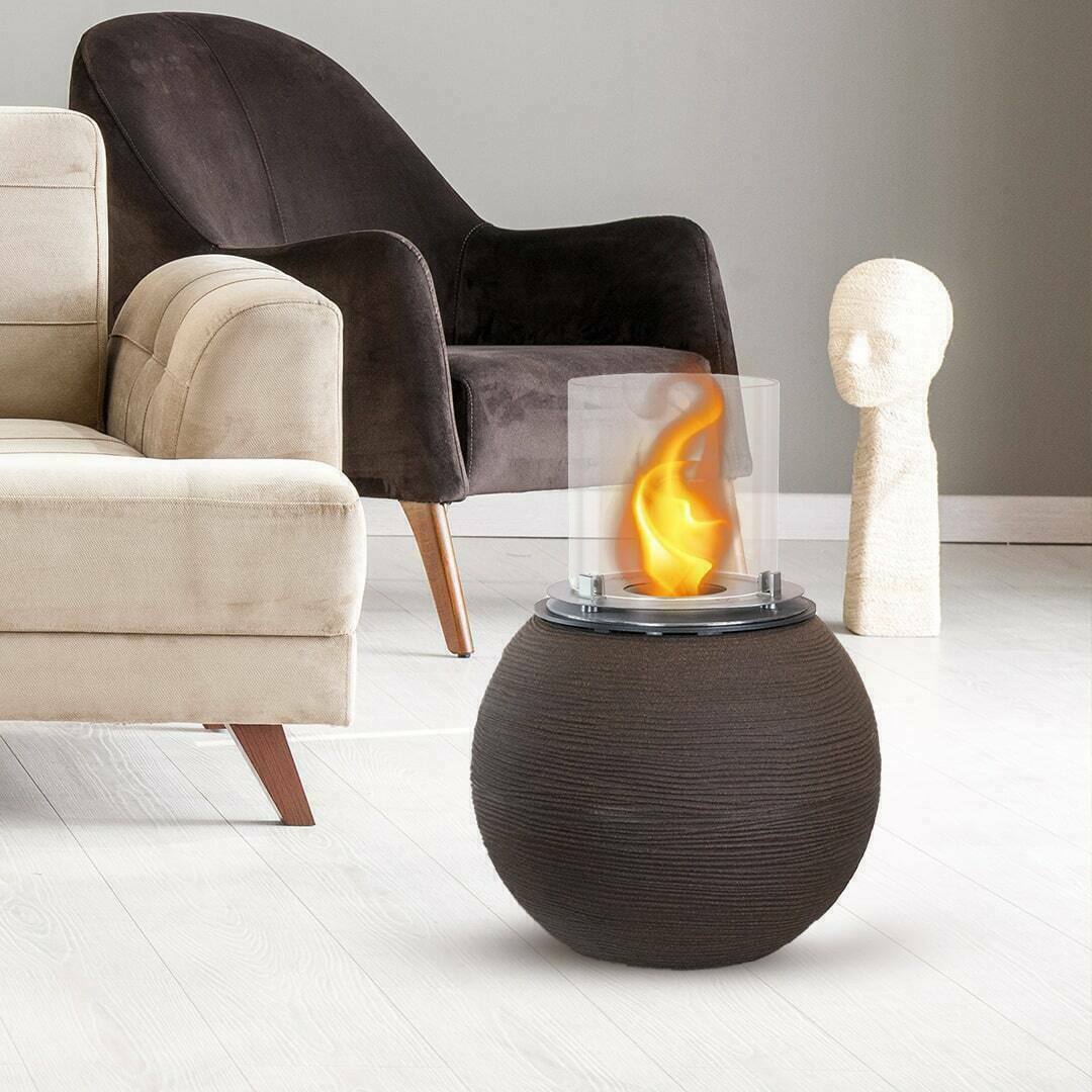 Image of Camino a bioetanolo Alliste, Caminetto ecologico, Focolare senza fumo, Riscaldatore ad etanolo, Made in Italy, 40x40 h54 cm, Marrone